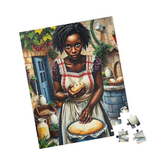Country Kitchen Jigsaw Puzzle – Black Woman Baking Bread, Afrocentric Gift for Indoor Activity, Family Fun, Holiday or Birthday 110 pcs (Vertical) Puzzle The Puzzle Chest