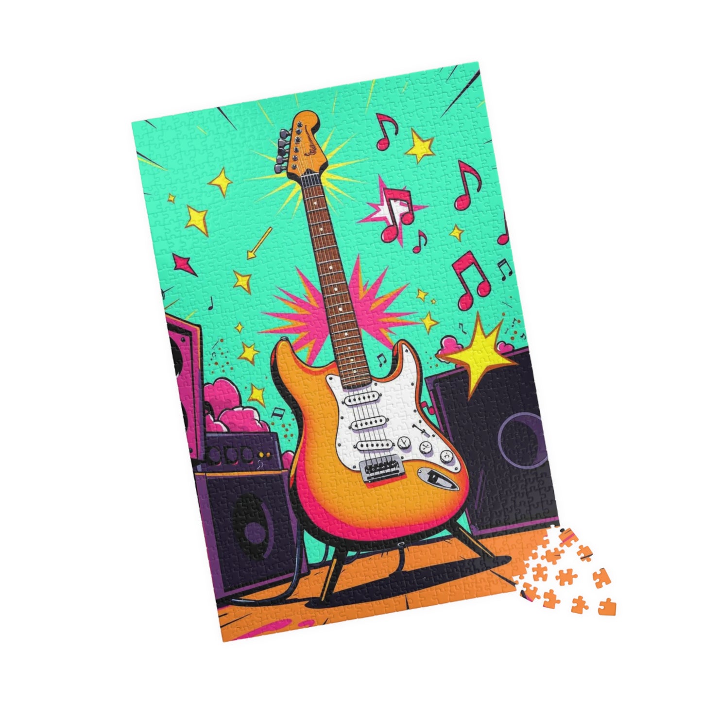 Colorful Guitar Puzzle - Pop Art Jigsaw Puzzle for Adults, Perfect for Music Lover, Game Night, Family Fun, Gifts, Unique Home Entertainment Puzzle The Puzzle Chest