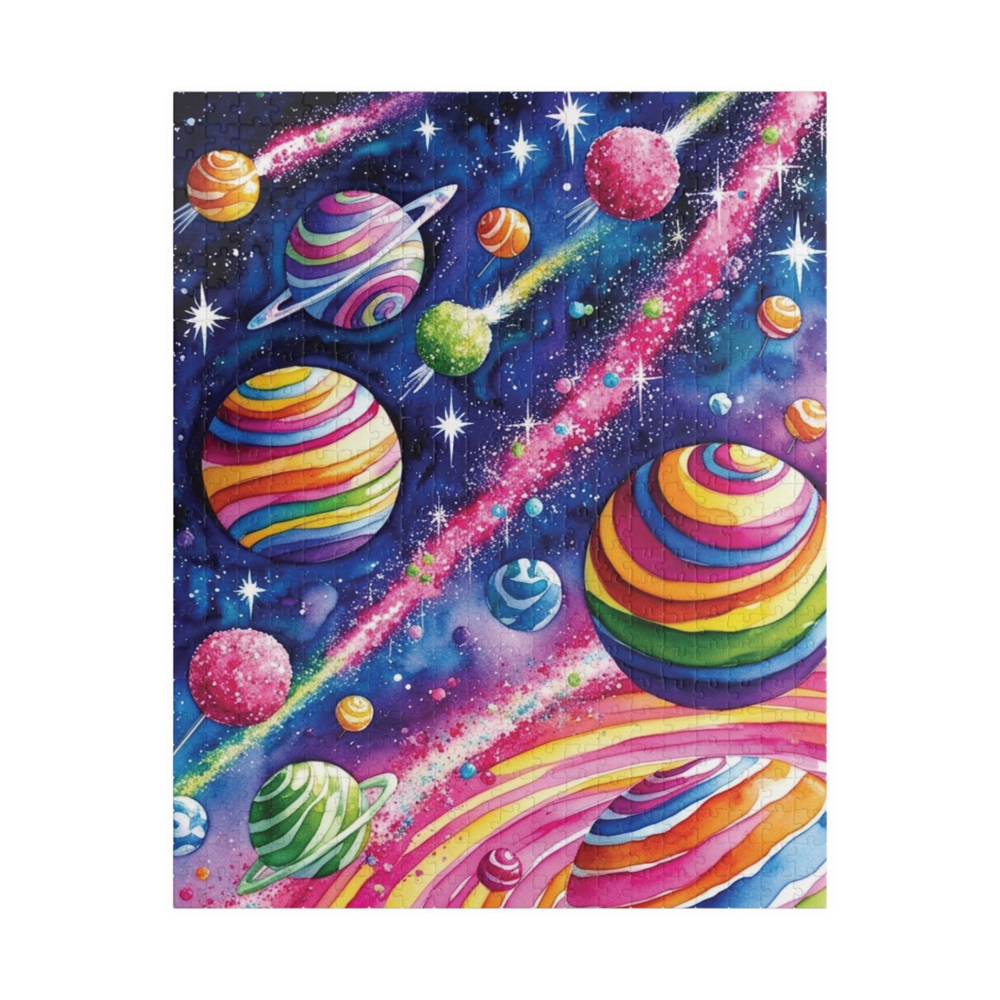 Puzzle, Candy Cosmos Trippy 110, 252, 520, 1014-piece - Swirling Candy Planets, Relaxing Jigsaw, Unique Space Gift, Mindful Activity, Fun 520 pcs (Vertical) Puzzle The Puzzle Chest