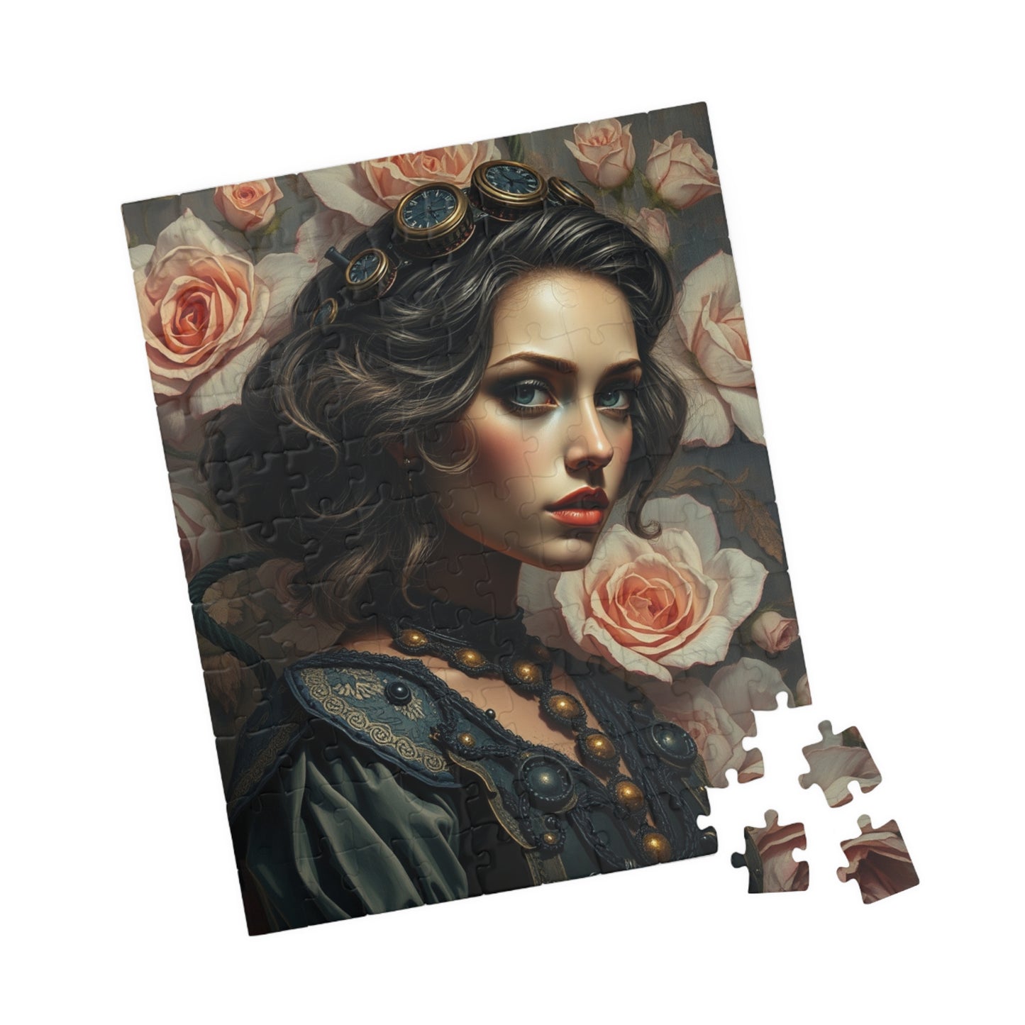 Beautiful Floral Portrait Puzzle, 110-1014 Piece Steampunk Design Jigsaw Game, Unique Gift for Art Lover Puzzle Enthusiast, Family Activity Puzzle The Puzzle Chest