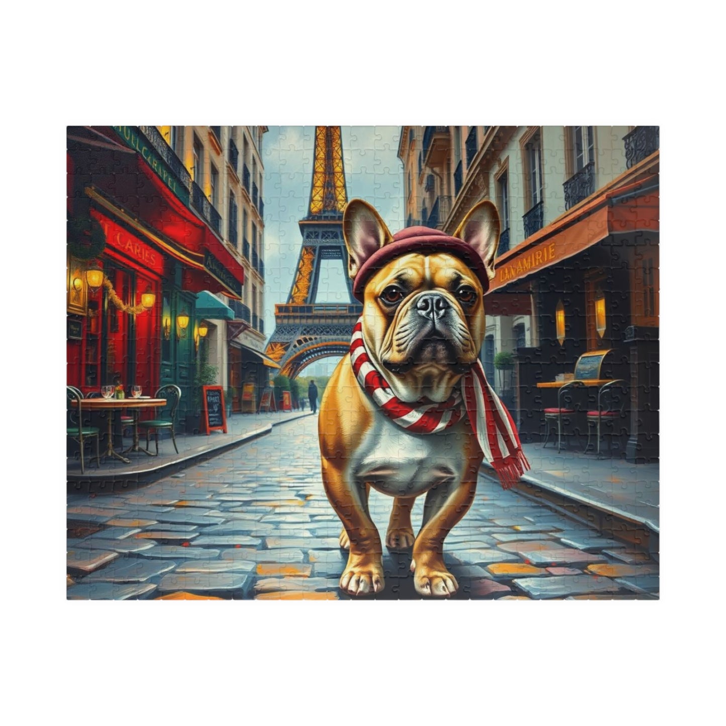 Eiffel Tower Dog Puzzle - French Bulldog, Pet Lover Gift for Friend Holiday or Birthday, Family Fun Home Entertainment, Hobby, Brain Teaser 520 pcs (Horizontal) Puzzle The Puzzle Chest