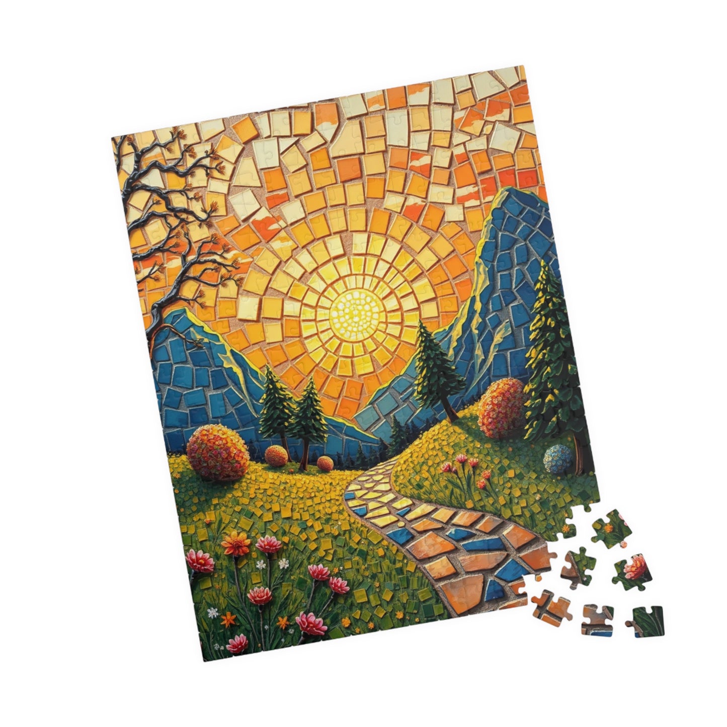 Vibrant Mosaic Landscape Puzzle, 110 to 1014 pieces, Colorful Nature Artwork, Fun Family Activity, Cozy Night In, Gift Idea, DIY Project Puzzle The Puzzle Chest