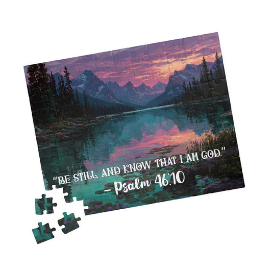 Still Waters – Peaceful Trust Jigsaw Puzzle, Inspirational Game Psalm 46:10 Quote, Spiritual Gift, Mindfulness Challenge 110 pcs (Horizontal) Puzzle The Puzzle Chest