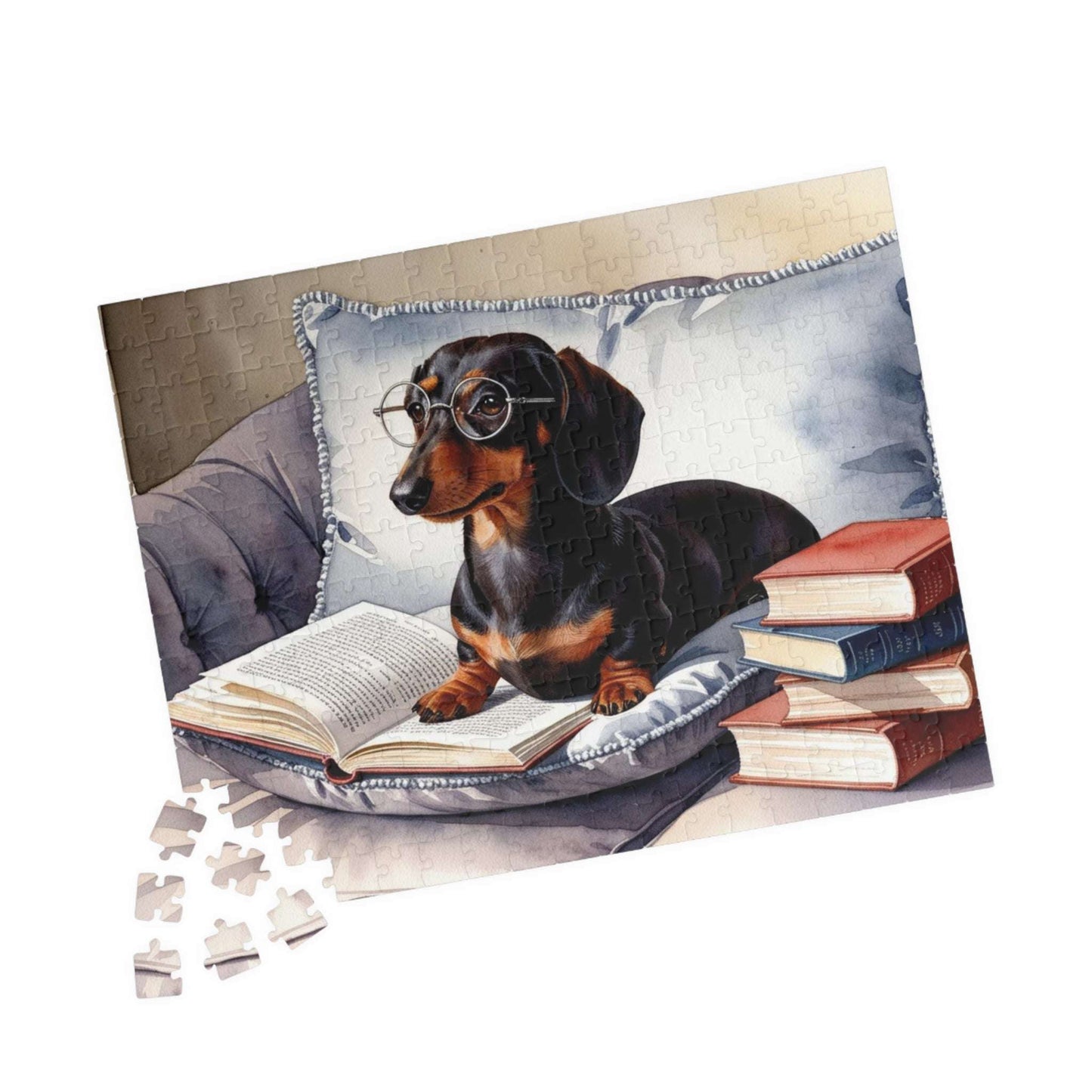 Dachshund Book Lover Puzzle - Cozy Pet Puzzle for Dog Lovers, Family Game Night, Gift for Bookworms, Fun Indoor Activity, Relaxing Gift Puzzle The Puzzle Chest