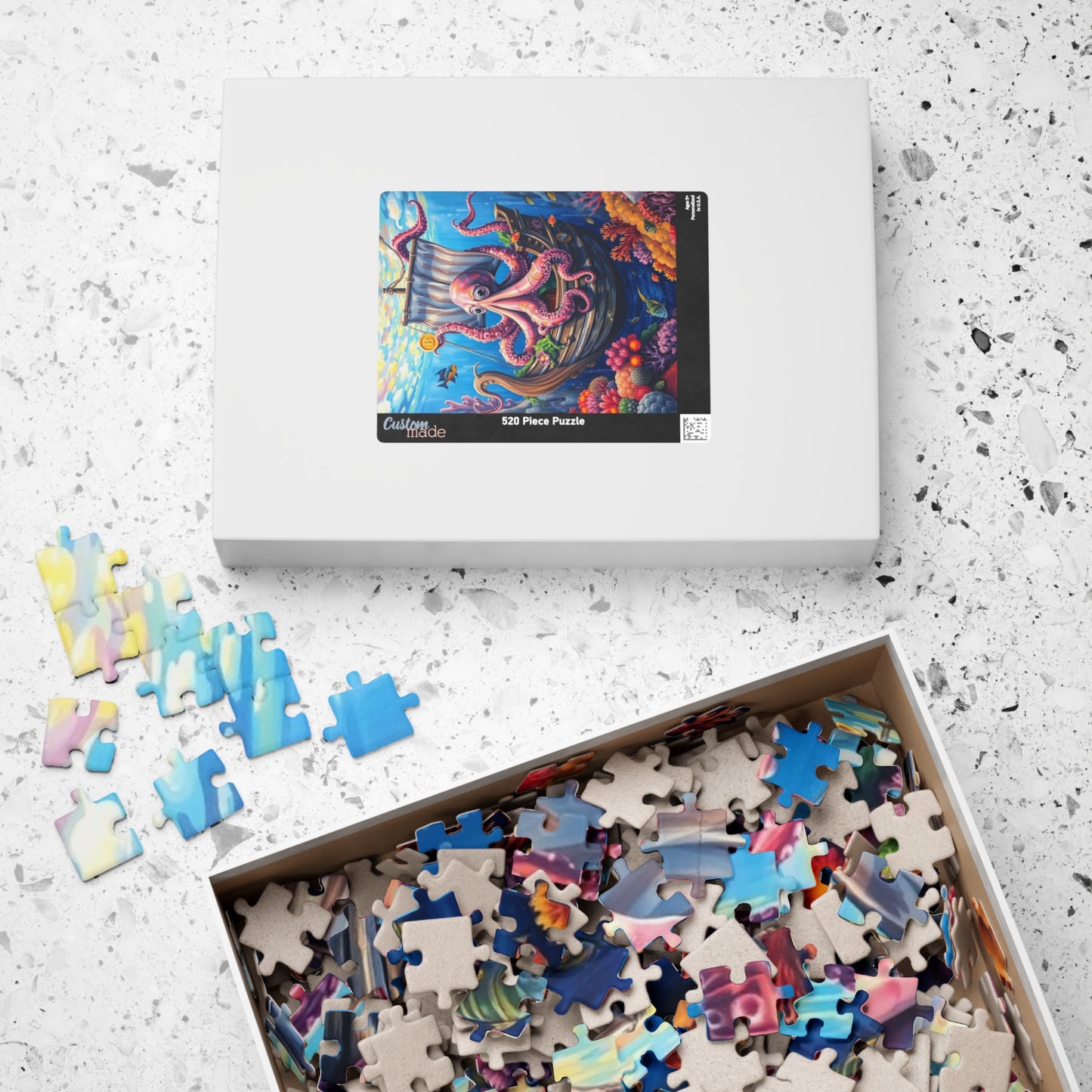 Sunken Pirate Ship Puzzle, Mysterious Underwater Nautical Scene with Octopus Jigsaw Game, Fun Family Activity, Puzzle Fanatic Gift Puzzle The Puzzle Chest