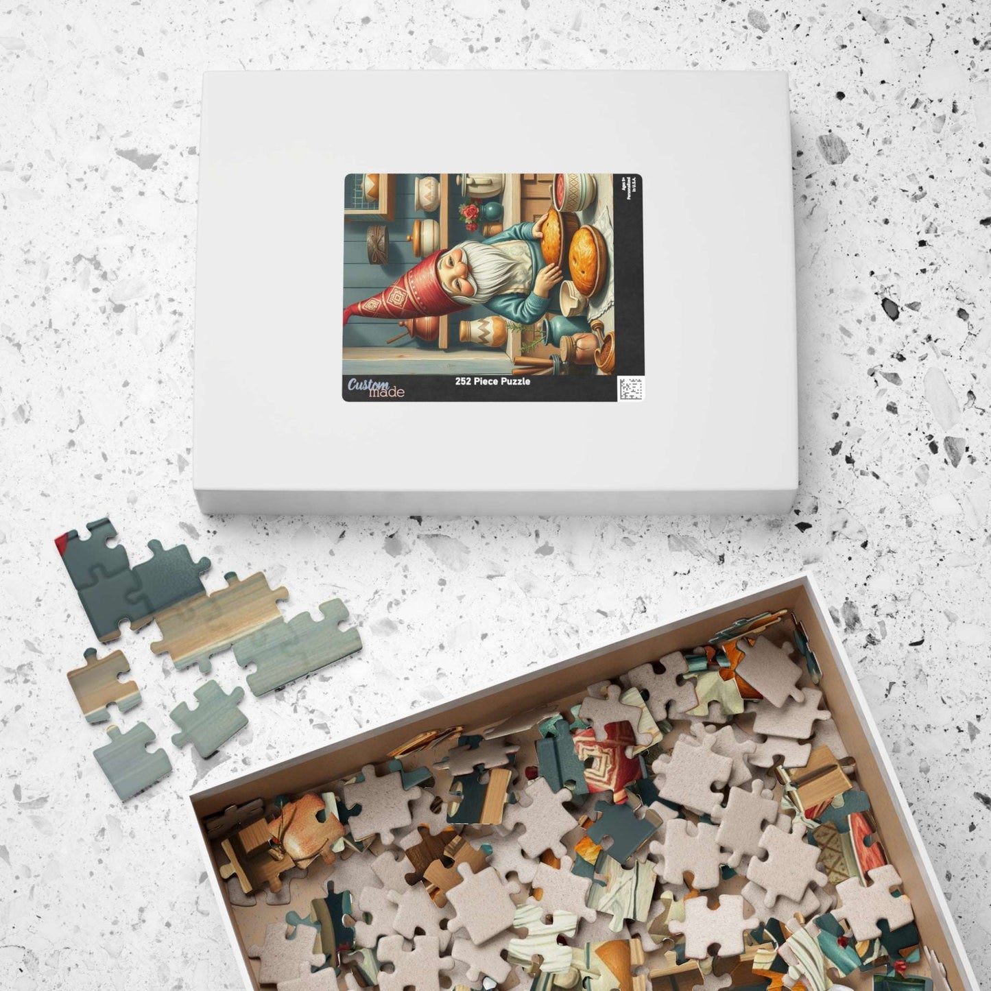 Nordic Gnome Baking Pies – Scandinavian Folk Rustic Kitchen Jigsaw Puzzle Puzzle The Puzzle Chest
