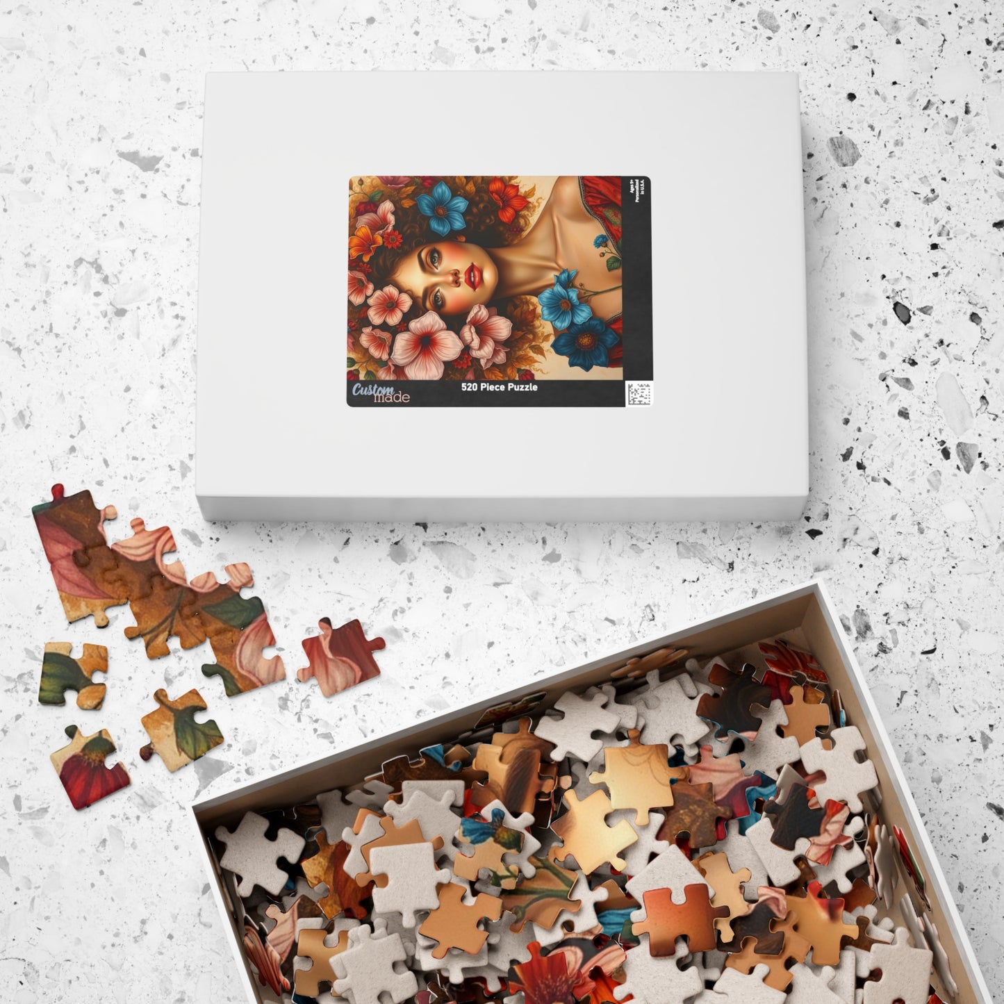 Floral Woman Puzzle, Portrait Art Jigsaw Puzzle for Adults, Unique Gift for Friends, Home Entertainment, Mindfulness Game, Relaxing Activity Puzzle The Puzzle Chest
