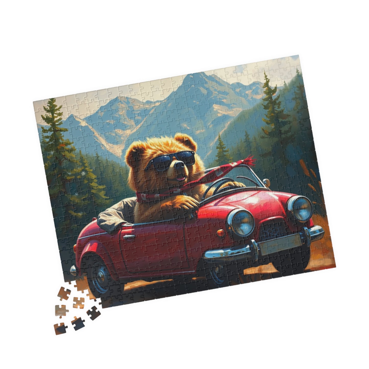 Adventurous Bear Jigsaw Puzzle for Adults, Fun Family Game Night, Mountain View Scenic Puzzle Artwork, Animal Lover Gift for Friend Puzzle The Puzzle Chest