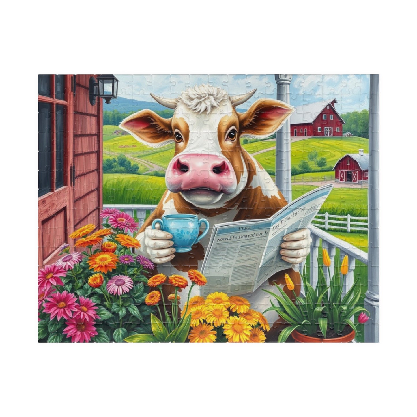 Charming Farmyard Cow Puzzle, Great for Family Fun, Gift for Animal Lovers, 110-1014-piece Jigsaw Game, Perfect for Cozy Nights
