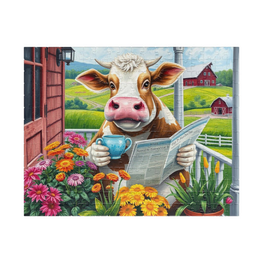 Charming Farmyard Cow Puzzle, Great for Family Fun, Gift for Animal Lovers, 110-1014-piece Jigsaw Game, Perfect for Cozy Nights 252 pcs (Horizontal) Puzzle The Puzzle Chest