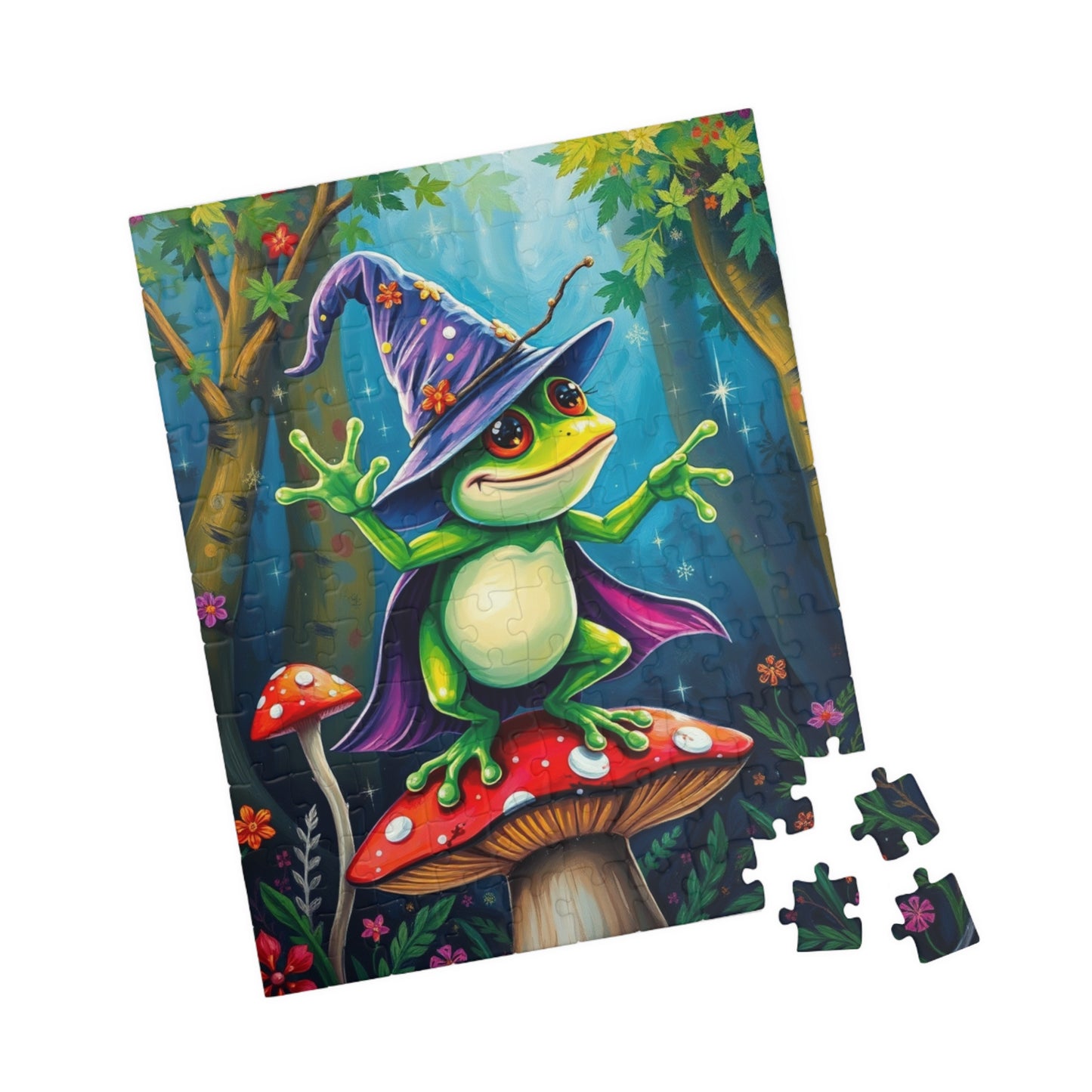 Whimsical Frog Puzzle, Colorful Nature Scene Jigsaw Gift for Adults, Fun Family Game Night, Home Entertainment Mindfulness Activity Puzzle The Puzzle Chest