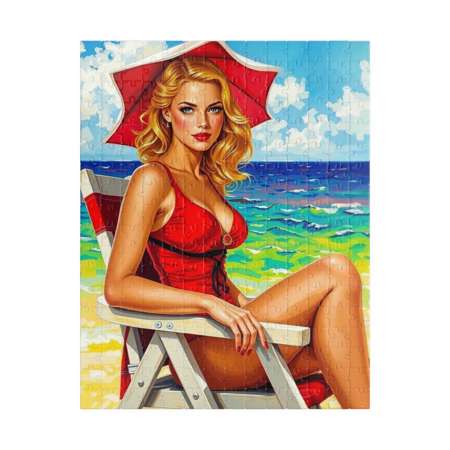 Retro Beach Scene Puzzle, Vintage Art Puzzle for Adults, 110-1014-Piece, Fun Family Activity, Gift for Puzzle Lovers, Summer Vibes, Home 252 pcs (Vertical) The Puzzle Chest