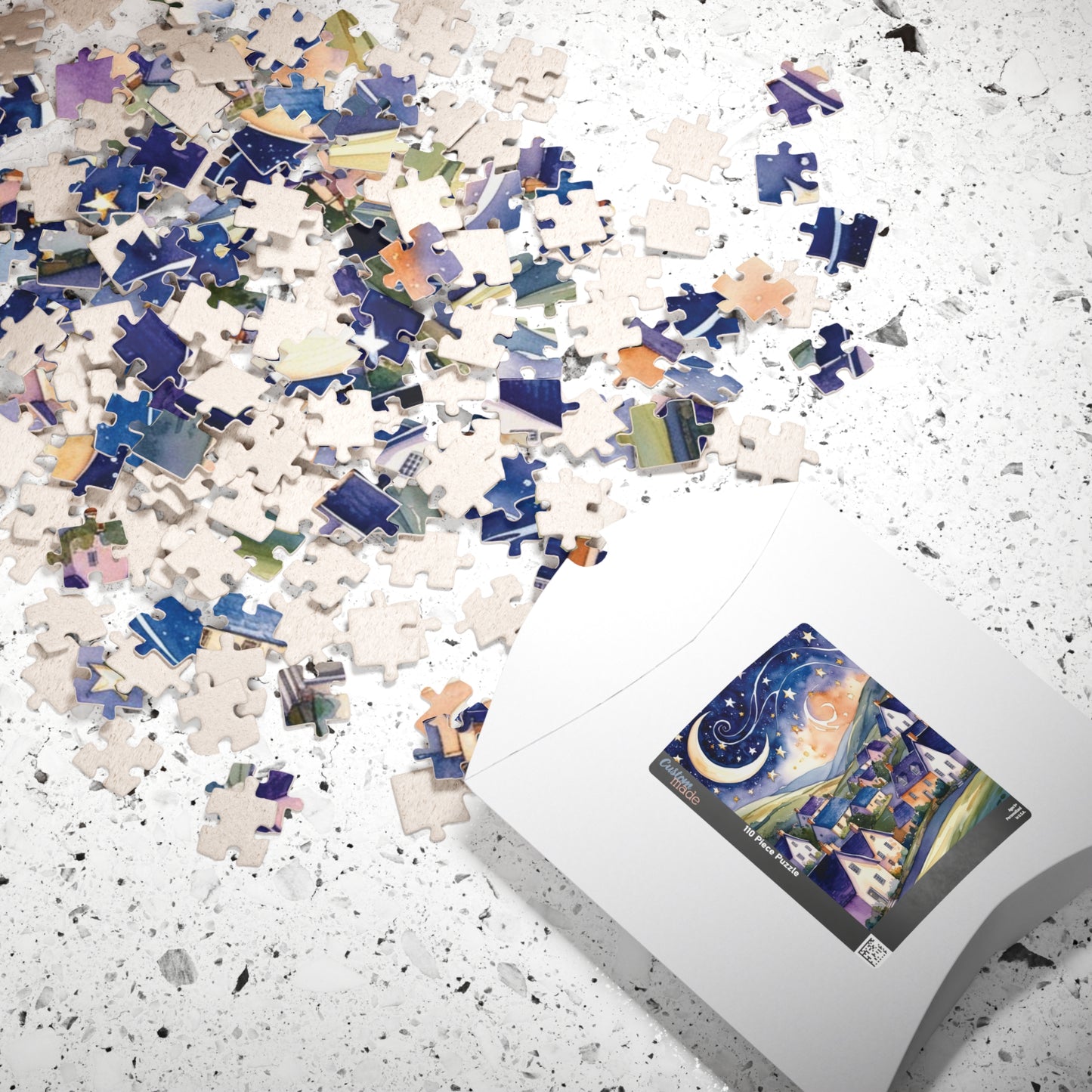 Starry Night Village Puzzle Moon and Star Jigsaw Game Night Family Activity Van Gogh Inspired Art Lover Gift for Puzzle Enthusiasts Relaxing