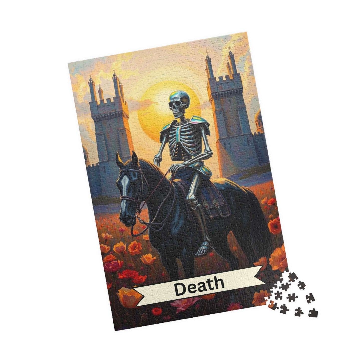 Skeleton Horse Jigsaw Puzzle - Death Tarot Style, Gift for Halloween, Puzzle for Adult, Solo Fun Family Activity, Indoor Quiet Leisure 1014 pcs (Vertical) Puzzle The Puzzle Chest