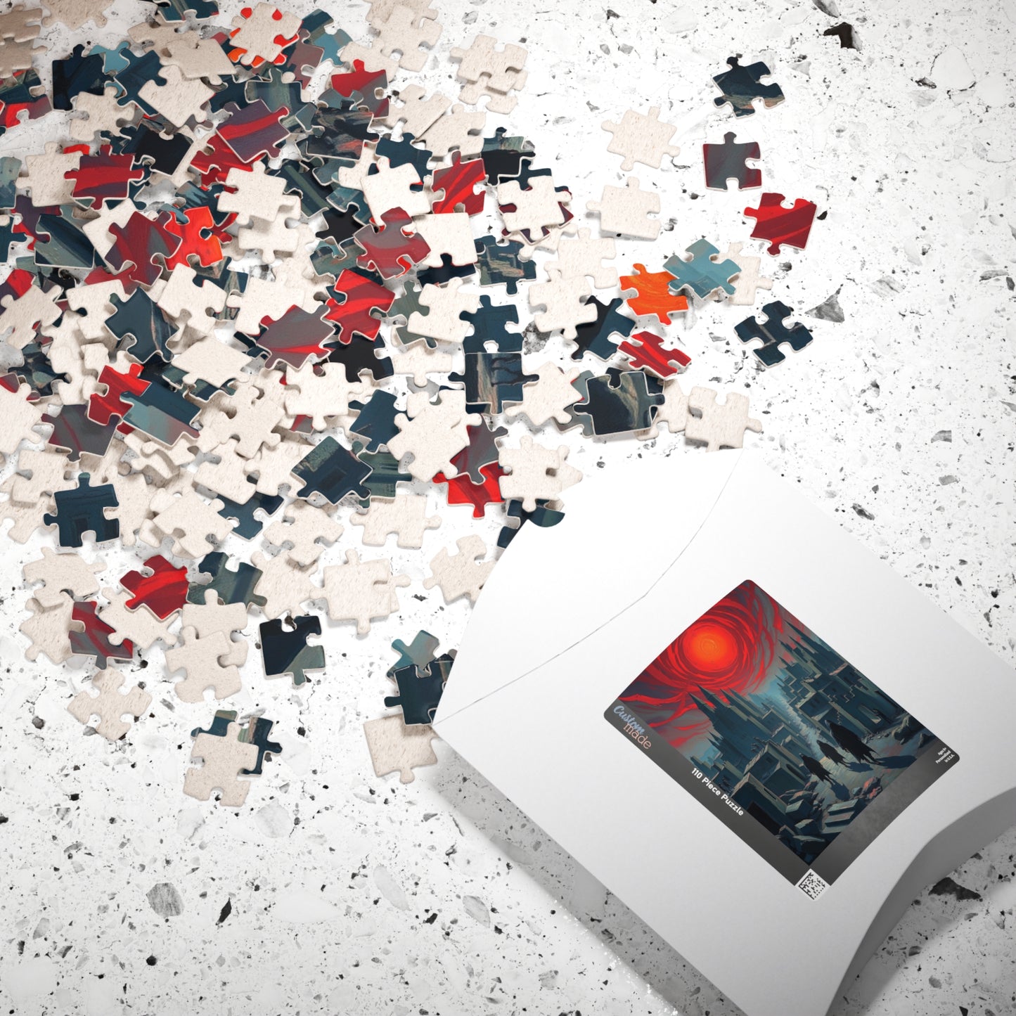 Gothic Puzzle - Desolate City Blood-Red Sky, 110-1014 Piece Jigsaw Game, Skeleton Figures, Hooded Wanderers, Spooky Dark Art, Giftable Puzzle The Puzzle Chest