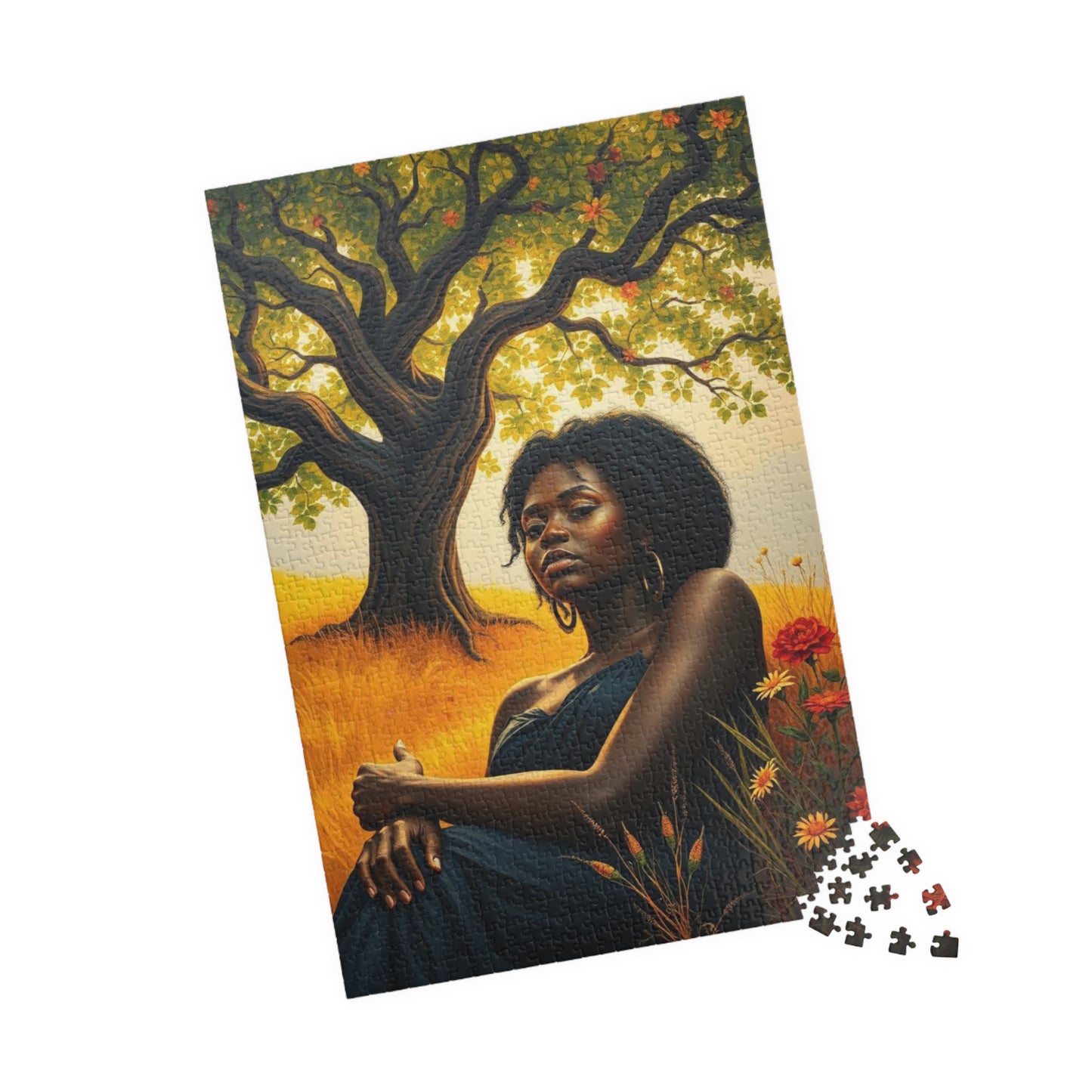 Sacred Summer - A Black Art Jigsaw Puzzle, Black Woman Under the Tree of Life, Serene Nature Scene, Afrocentric Gift for Puzzle Lovers Puzzle The Puzzle Chest