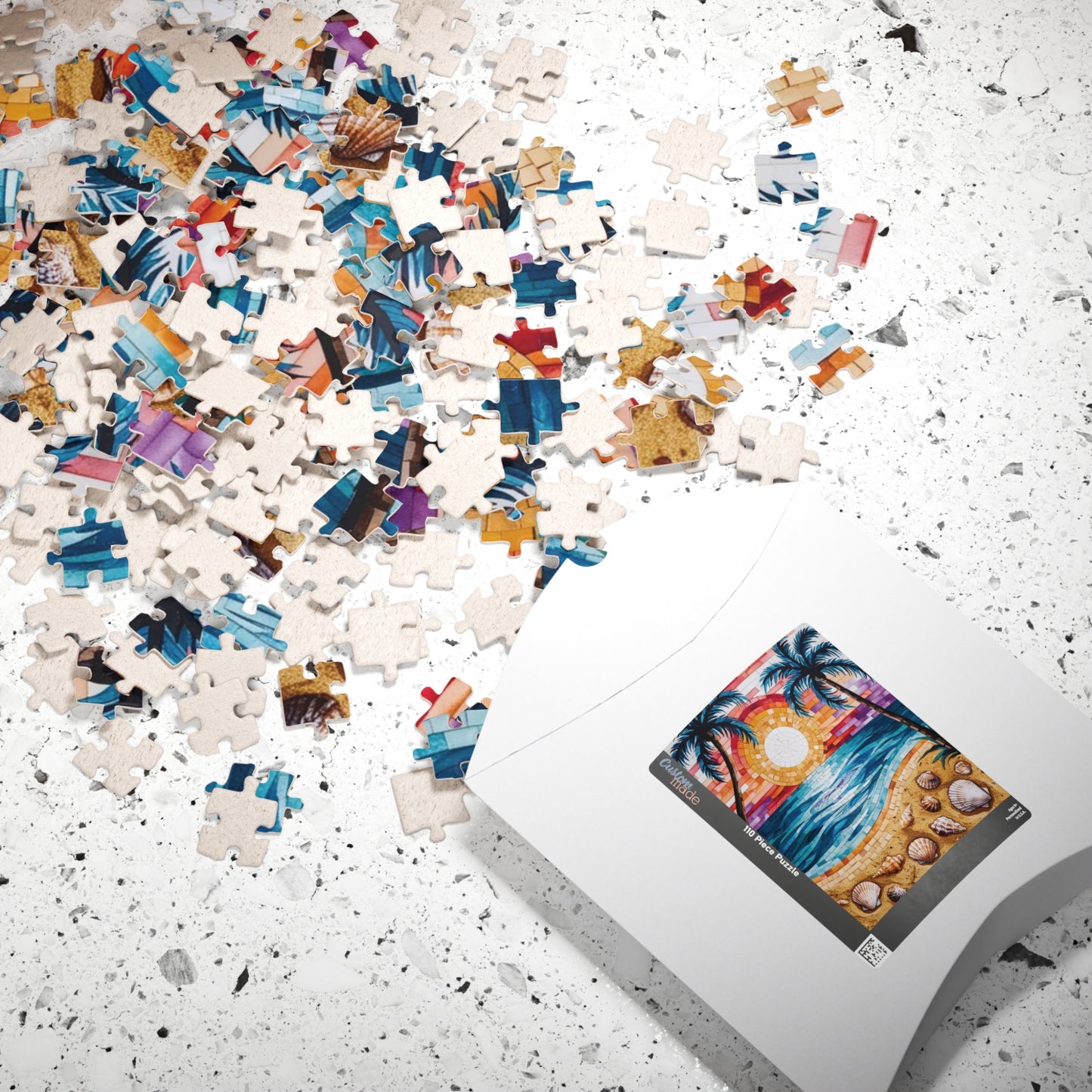 Tropical Beach Mosaic Jigsaw Puzzle, Relaxing Beach Scene, Vacation Family Game, Mindfulness Activity, Family Fun, Beach Lover Gifted Puzzle Puzzle The Puzzle Chest