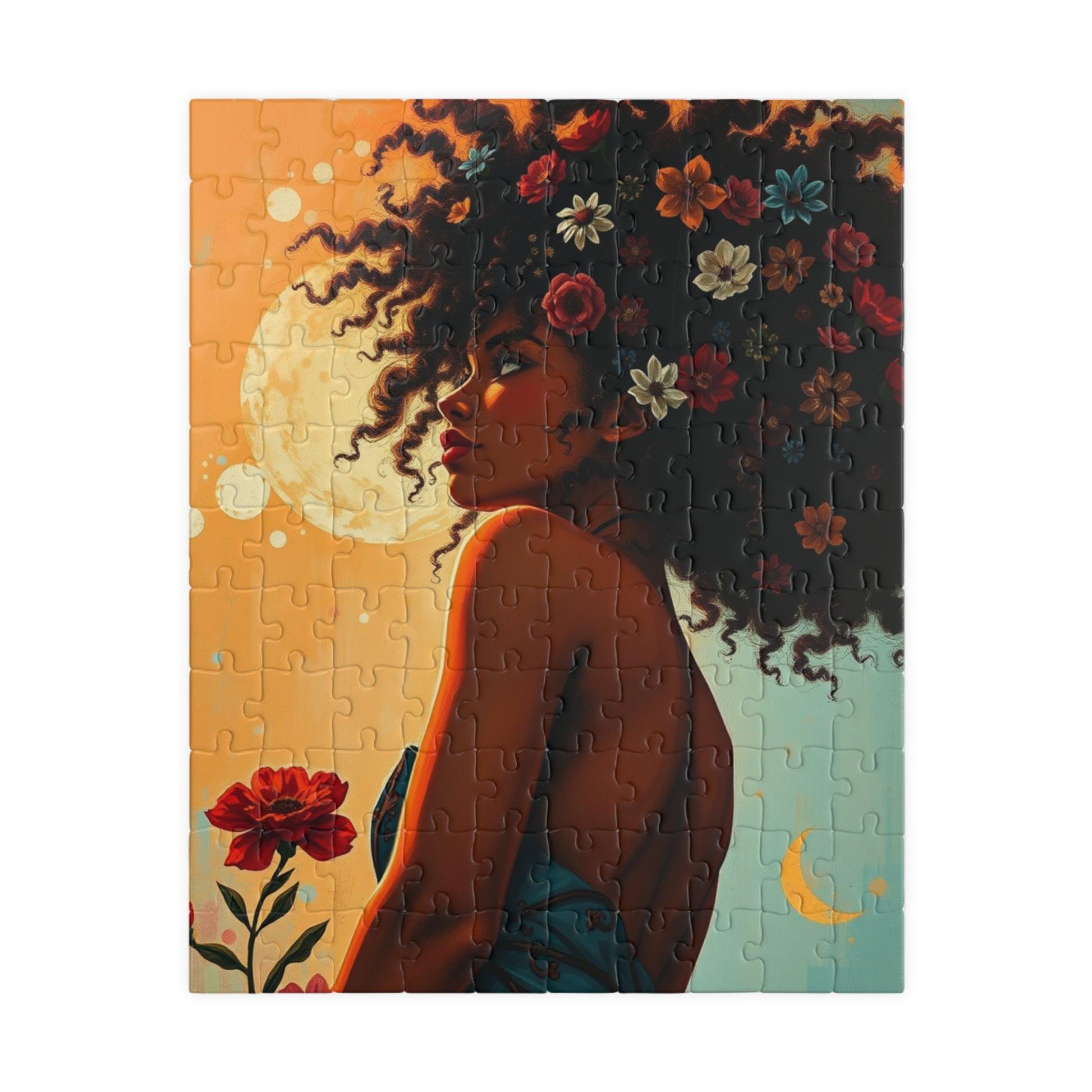 Black Art Jigsaw Puzzle - African American Woman, Gift for Afrocentric Art Lover, Fun Family Game Night, Mindfulness Activity Brain Teaser 110 pcs (Vertical) Puzzle The Puzzle Chest