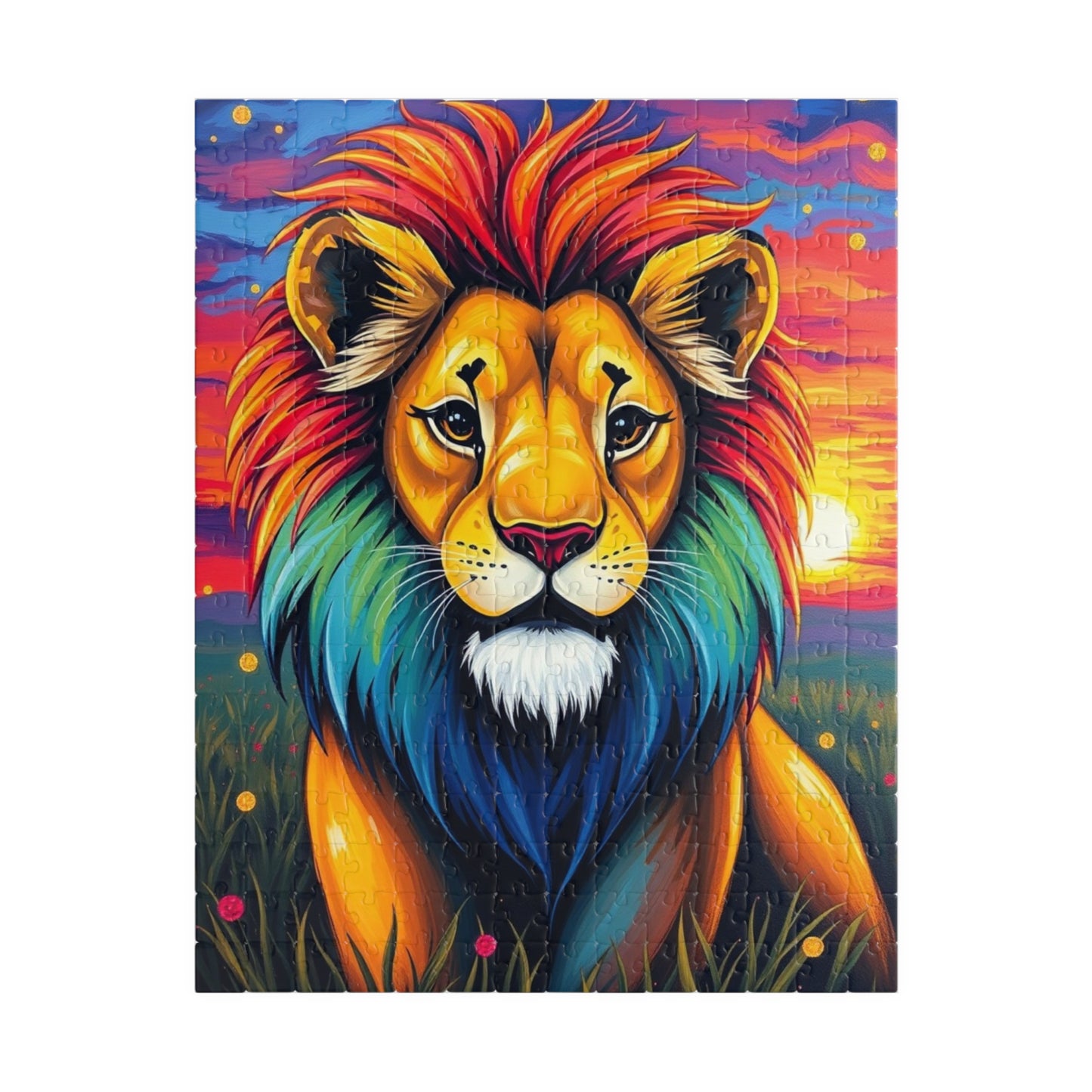 Vibrant Lion Jigsaw Puzzle, Colorful Animal Jigsaw Game for Family Fun, Kids and Adults, Gift for Friends, Home Entertainment, Brain Teaser 252 pcs (Vertical) Puzzle The Puzzle Chest