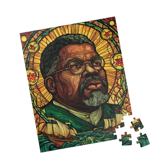 Marcus Garvey Stained Glass Puzzle – Iconic Black Leader Art, Afrocentric Heritage Design, Pan-African Symbolism, Decorative Historical Jigsaw 110 pcs (Vertical) Puzzle The Puzzle Chest