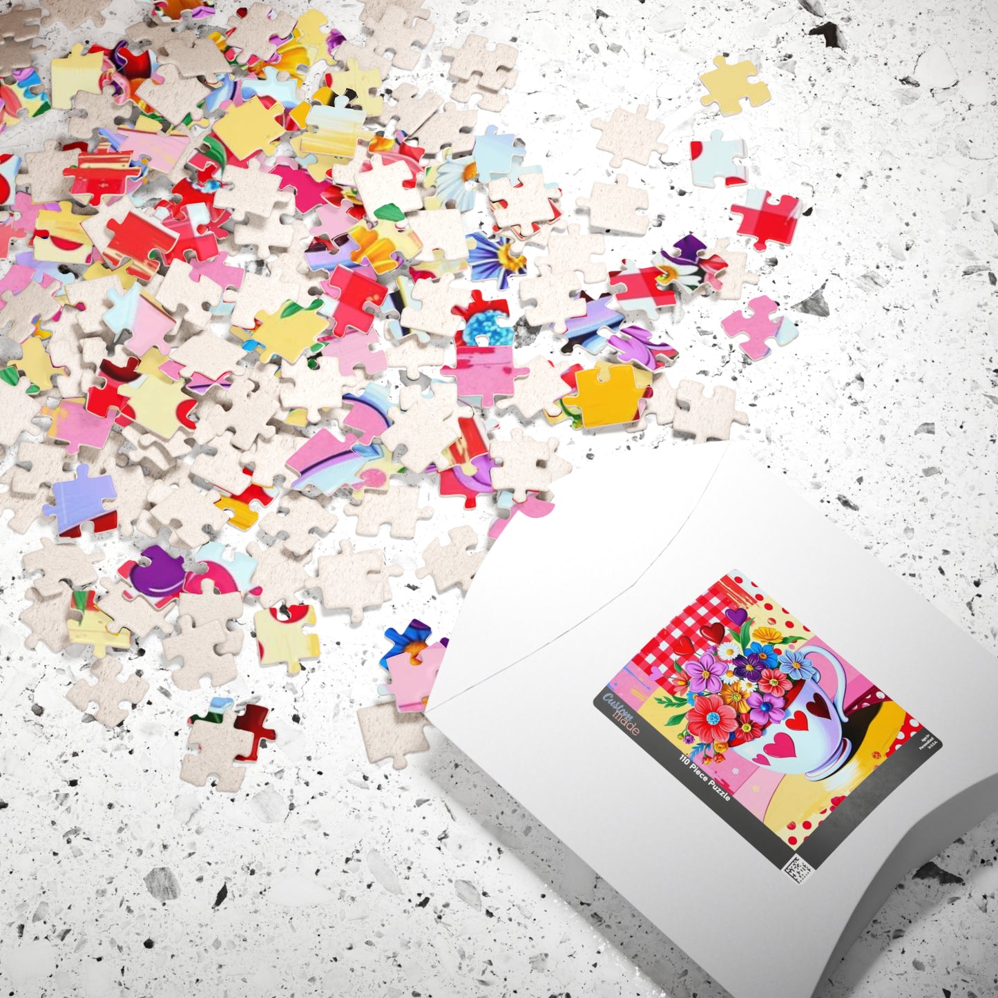 Floral Heart Teacup Puzzle, Pop Art Jigsaw Game for Family Fun, Gift for Adults and Friends, Perfect for Holidays and Birthdays Puzzle The Puzzle Chest
