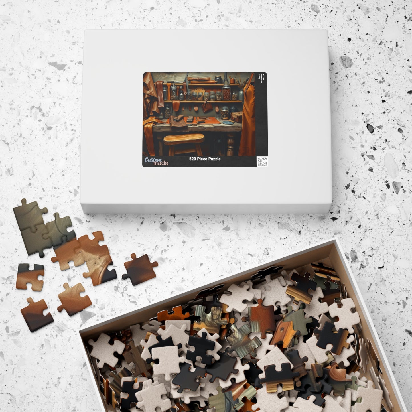 Rustic Leatherworking Bench Puzzle (110-1014 Piece), Leathercraft Work Studio Jigsaw Game, Relaxing Activity for Craft and Puzzle Enthusiast Puzzle The Puzzle Chest