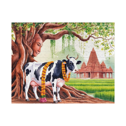 Serene Cow Puzzle - 110 to 1014 Pieces, Meditation Gift for Cow Lovers, Family Fun Activity, Unique Home Entertainment, Mindfulness Puzzle 252 pcs (Horizontal) Puzzle The Puzzle Chest
