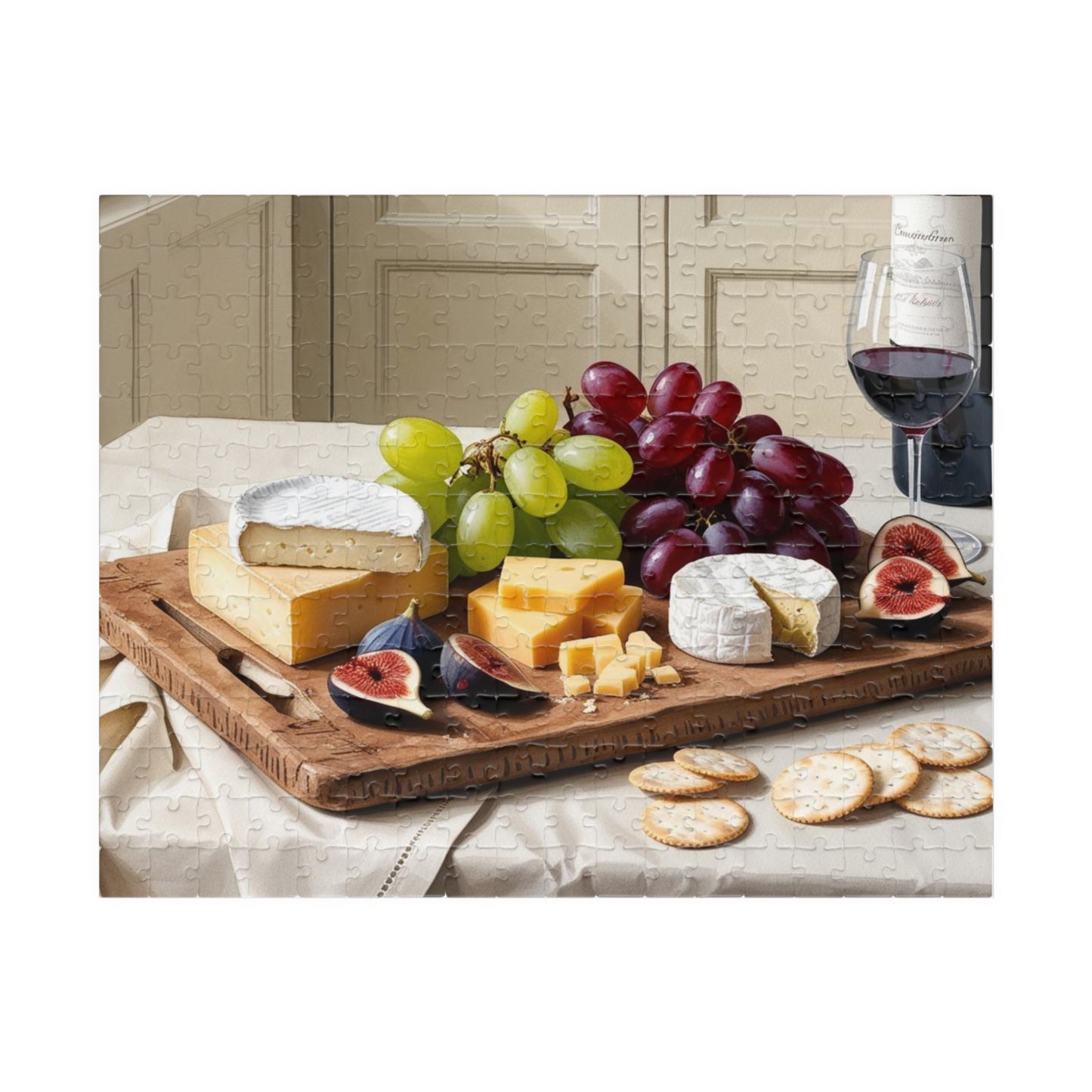 Foodie Jigsaw Puzzle - Cheese Wine Board, 110-1014 Piece Tabletop Game, Unique Kitchen Decor, Fun Family Activity, Gift for Food Lovers, Hobby 252 pcs (Horizontal) Puzzle The Puzzle Chest