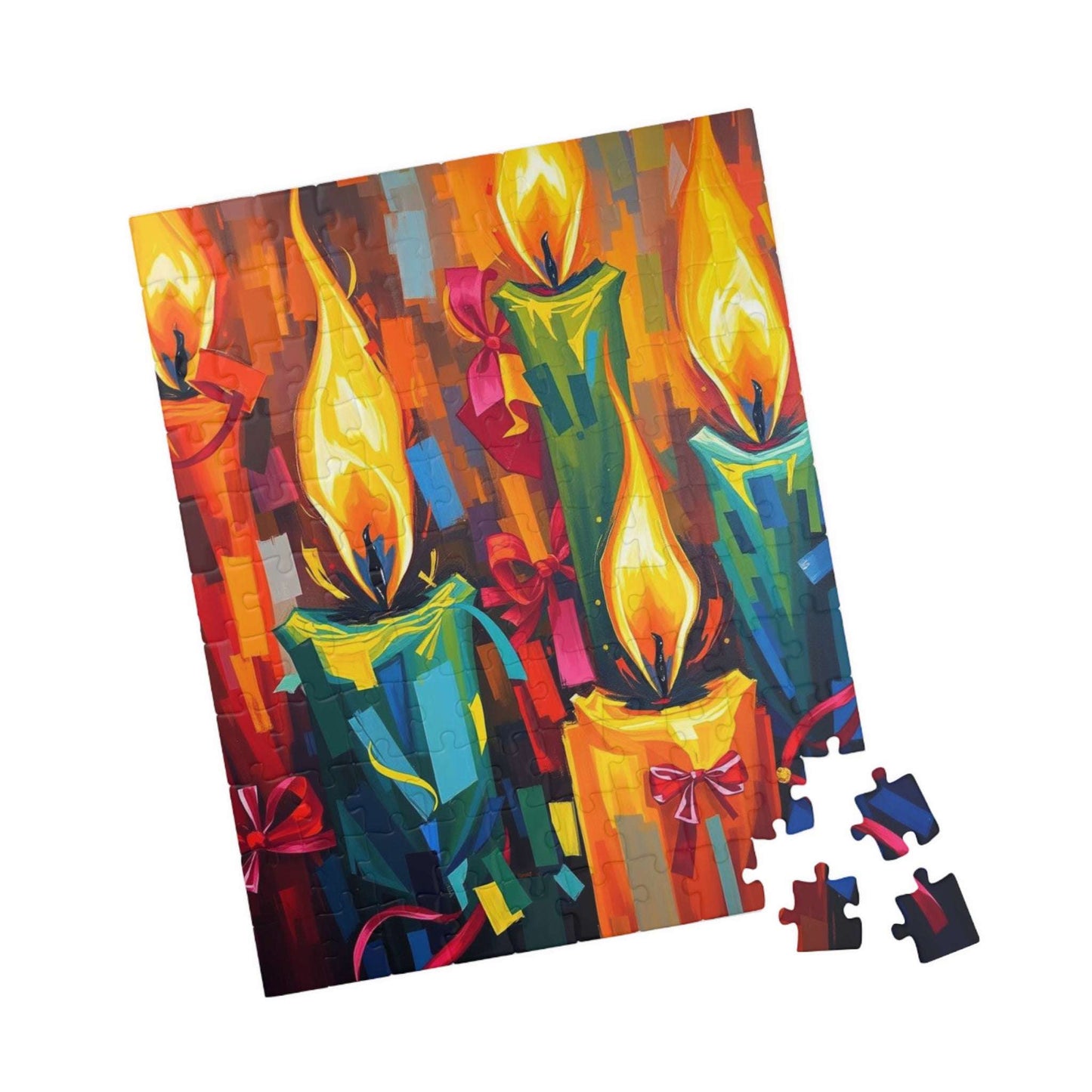 Candlelight Jigsaw Puzzle for Adults - Cozy Abstract Candle Art Christmas Theme