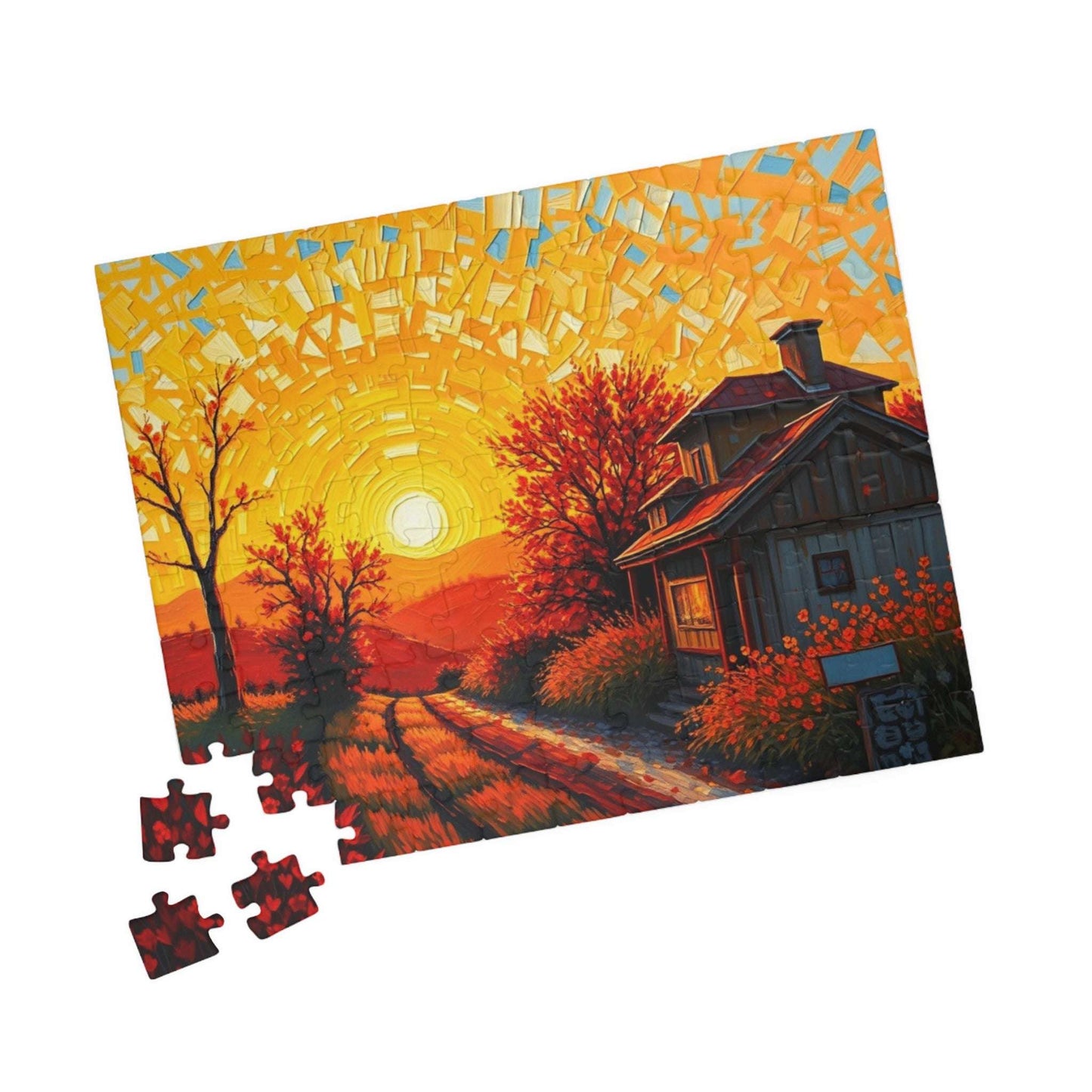 Sunset Cottage Puzzle, 110 to 1014-piece Jigsaw, Relaxing Home Entertainment, Gift for Puzzle Lover, Mindful Family Activity, Cozy Night In Puzzle The Puzzle Chest