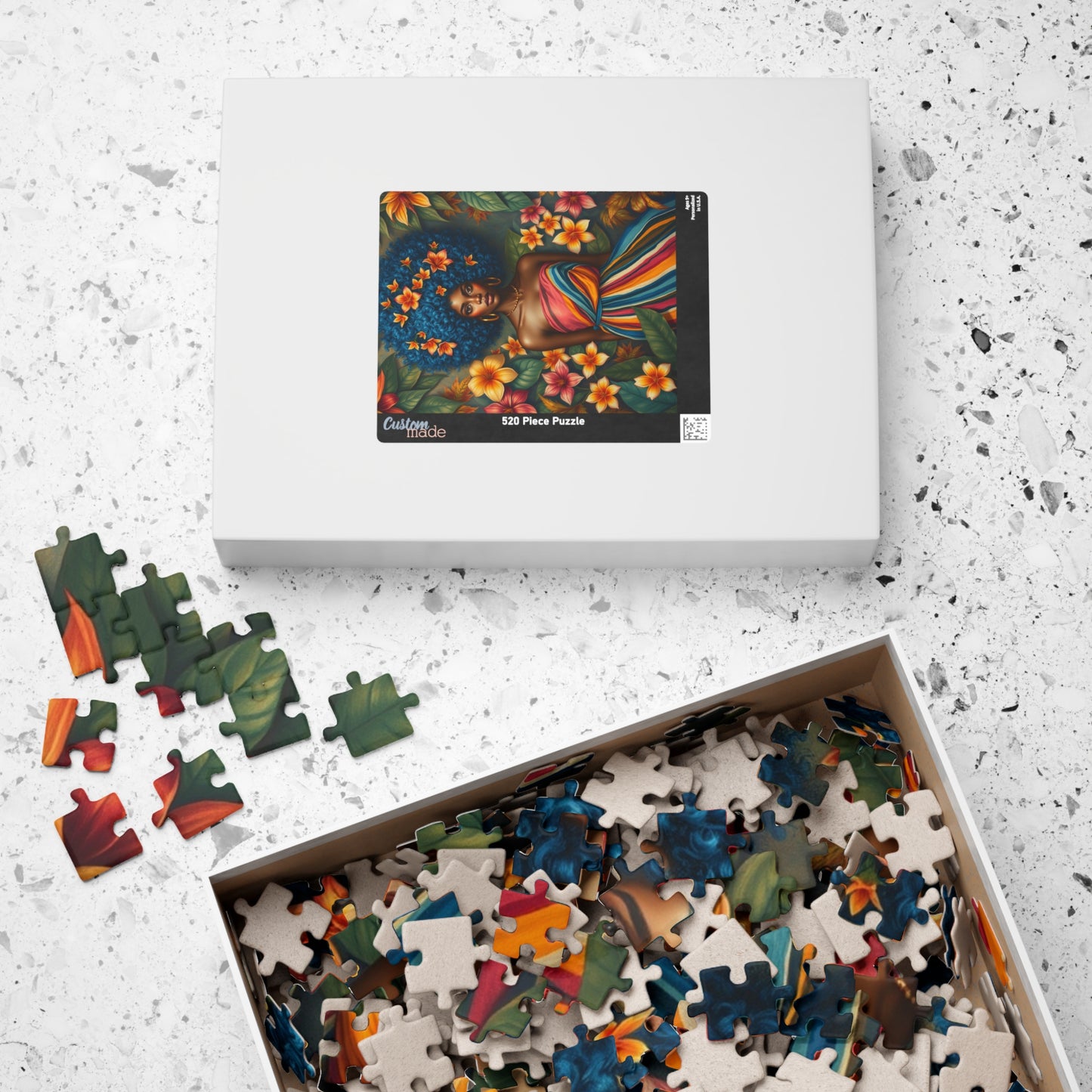 Vibrant Floral Black Art Puzzle, African American Woman Jigsaw Game, Afrocentric Gift for Puzzle Lover, Mindfulness Activity, Brain Teaser Puzzle The Puzzle Chest