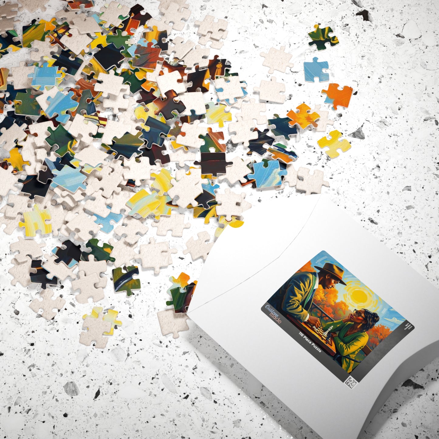 Black Art Jigsaw Puzzle - Black Couple Playing Chess, Afrocentric Gift for Friends, Brain Teaser, Fun Family Game Night Puzzle The Puzzle Chest