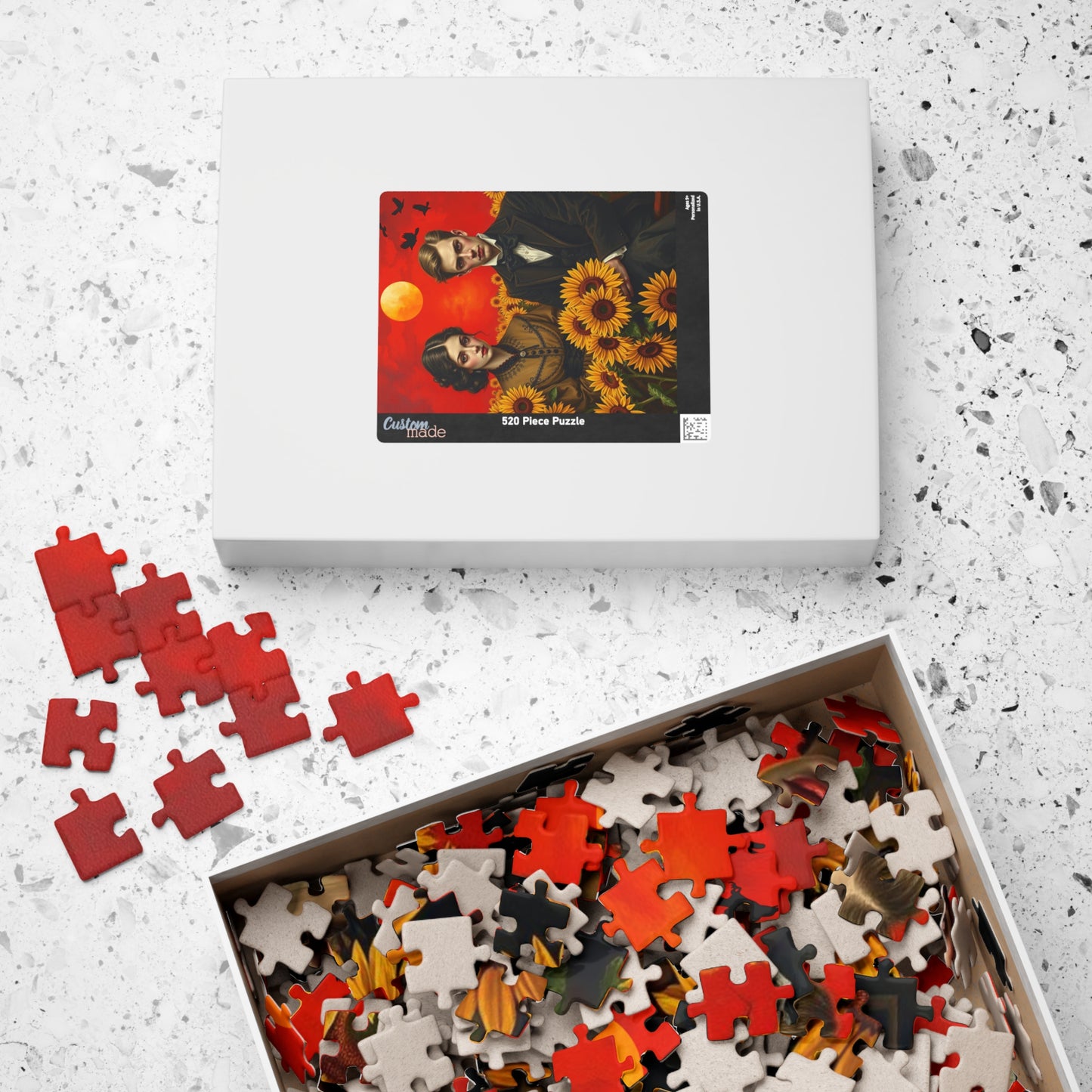 Vintage Sunflower Puzzle - Gothic Couple, Dark Fantasy Art Jigsaw Game, Creative Gift Idea for Friends, Family or Solo Fun, Brain Teaser Puzzle The Puzzle Chest