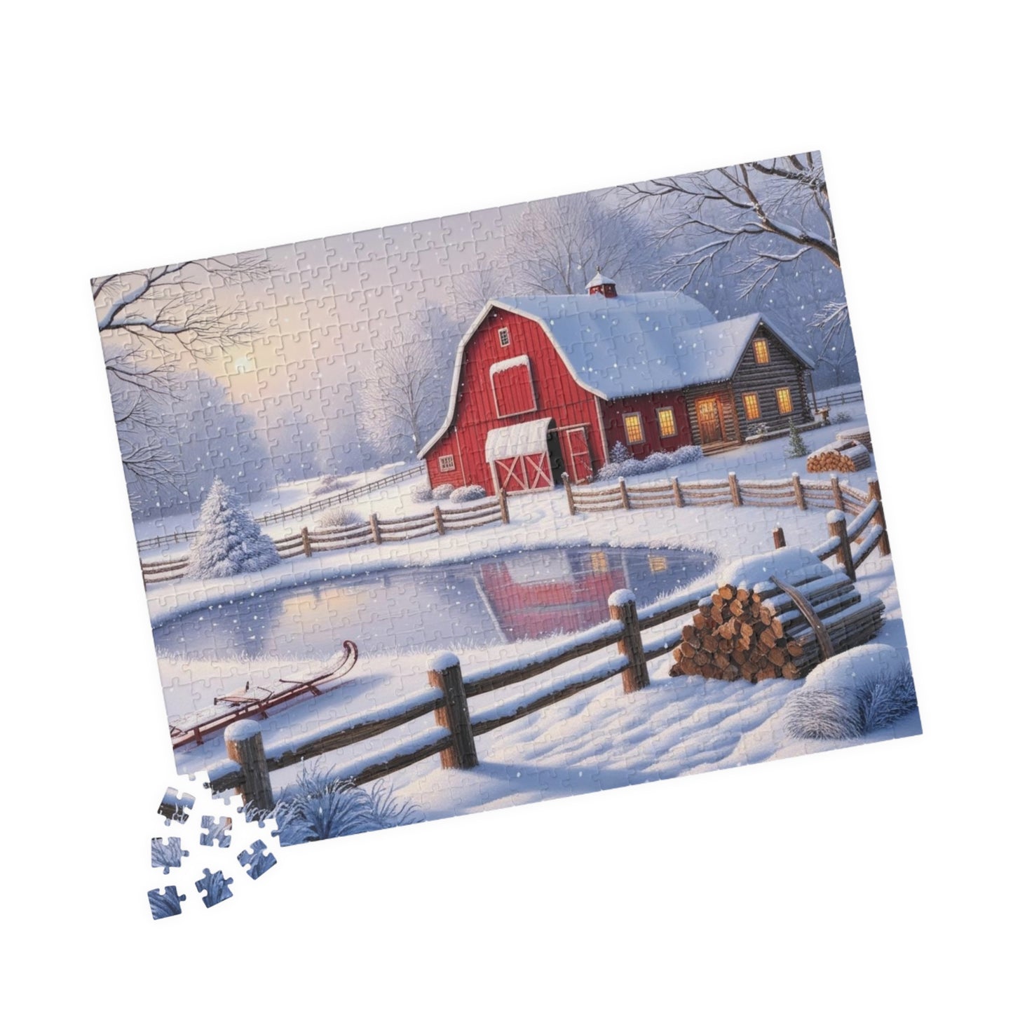 Winter Farmhouse Puzzle, Landscape Jigsaw Game, Perfect for Family Nights, Holiday Fun, Home Decor, Gift for Puzzle Lover, Relaxing Activity Puzzle The Puzzle Chest