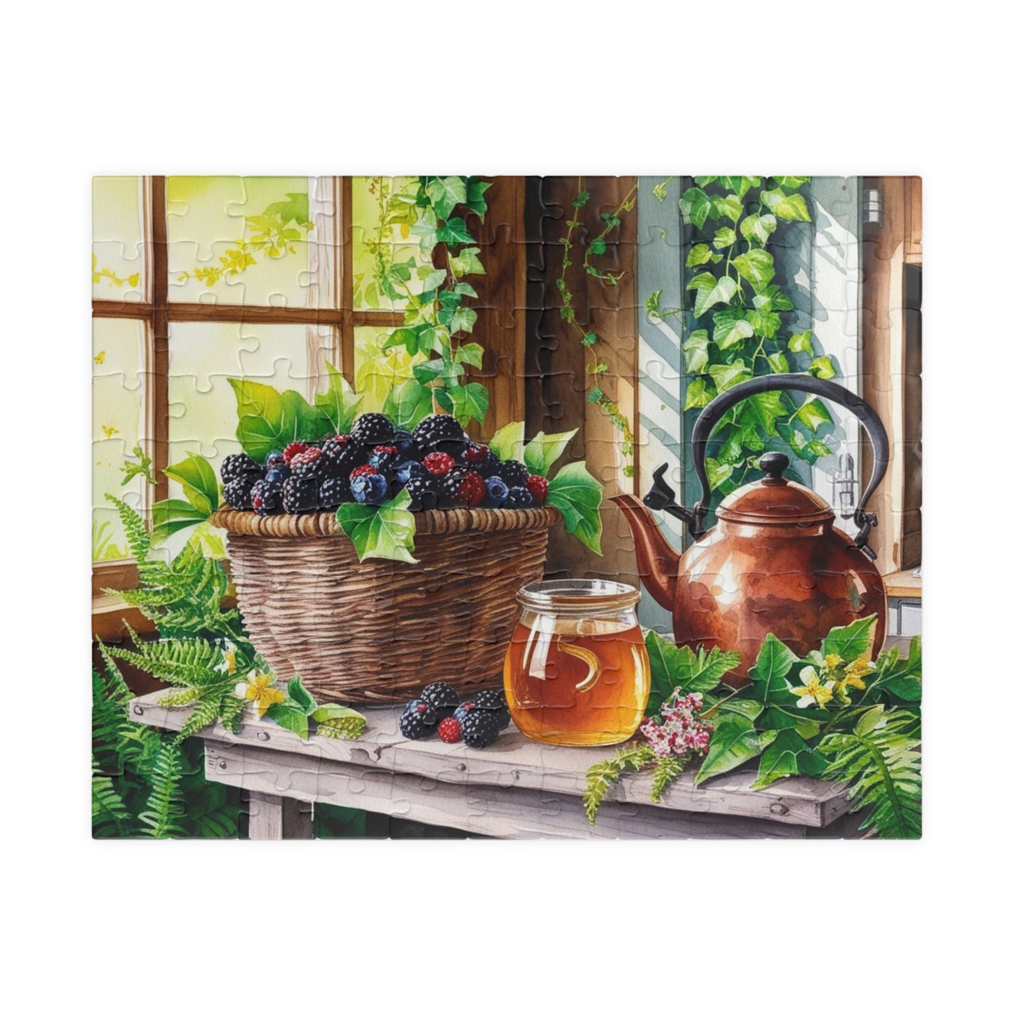Foodie Jigsaw Puzzle, Quaint Kitchen Wild Berries and Honey 110-1014 Piece, Cabin Fever Activity, Brain Teaser, Unique Gift for Nature Lover 110 pcs (Horizontal) Puzzle The Puzzle Chest