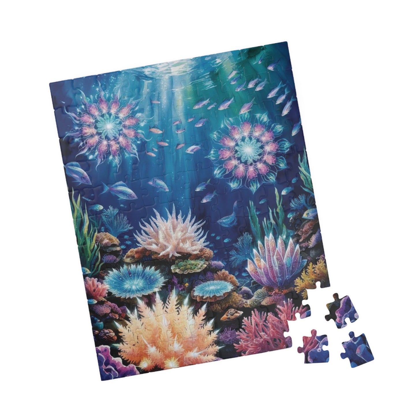 Trippy Ocean Jigsaw Puzzle, Radiant Coral Reef Mandala Puzzle, Bioluminescent Sea Creatures, 110 252 520 1014-Piece Puzzle for Adults, Hobby Puzzle The Puzzle Chest