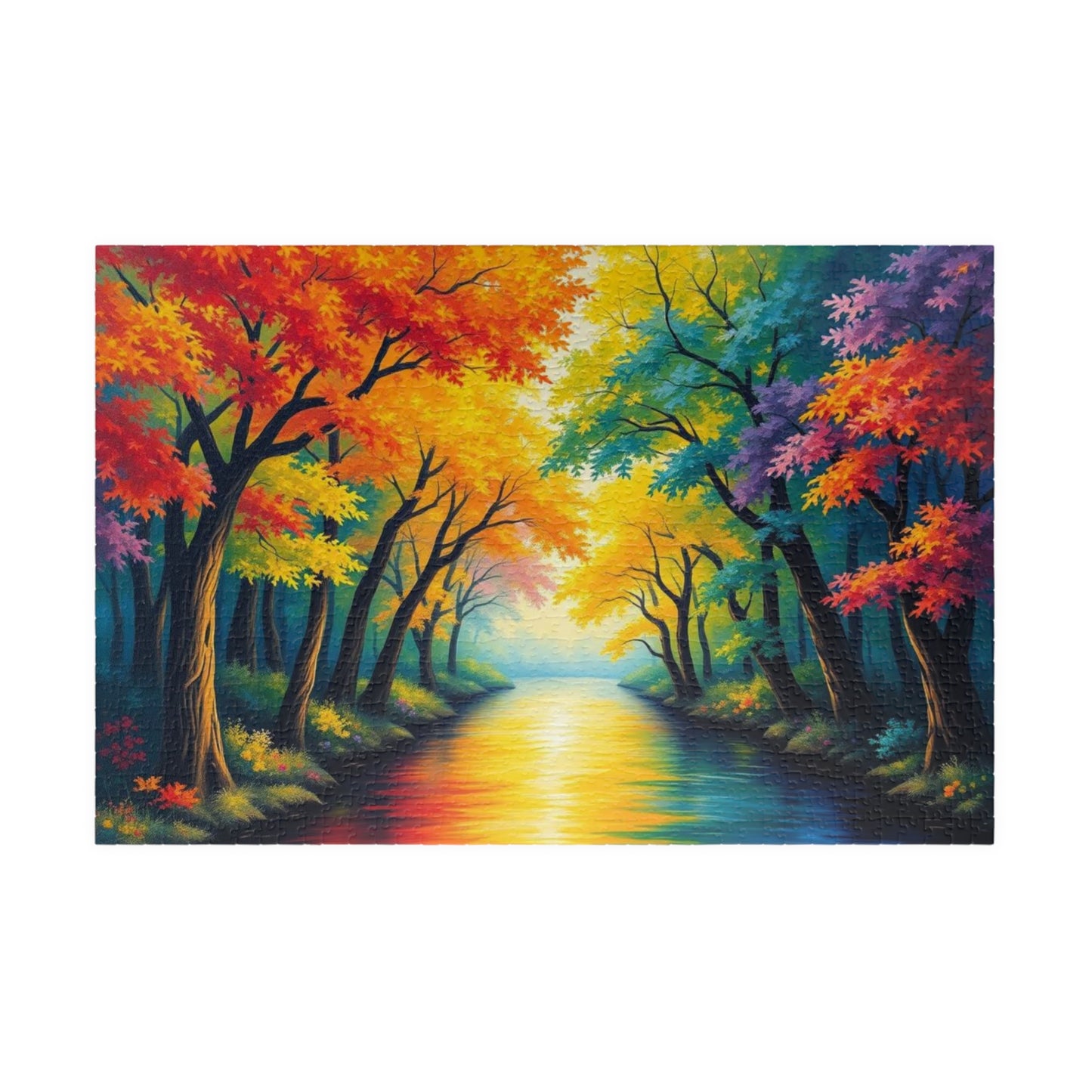 Reflections of Pride Jigsaw Puzzle, Vibrant Autumn Trees Rainbow Forest Puzzle, LGBTQ+ Nature Puzzle for Solo or Family Activity, Pride Gift 1014 pcs (Horizontal) Puzzle The Puzzle Chest