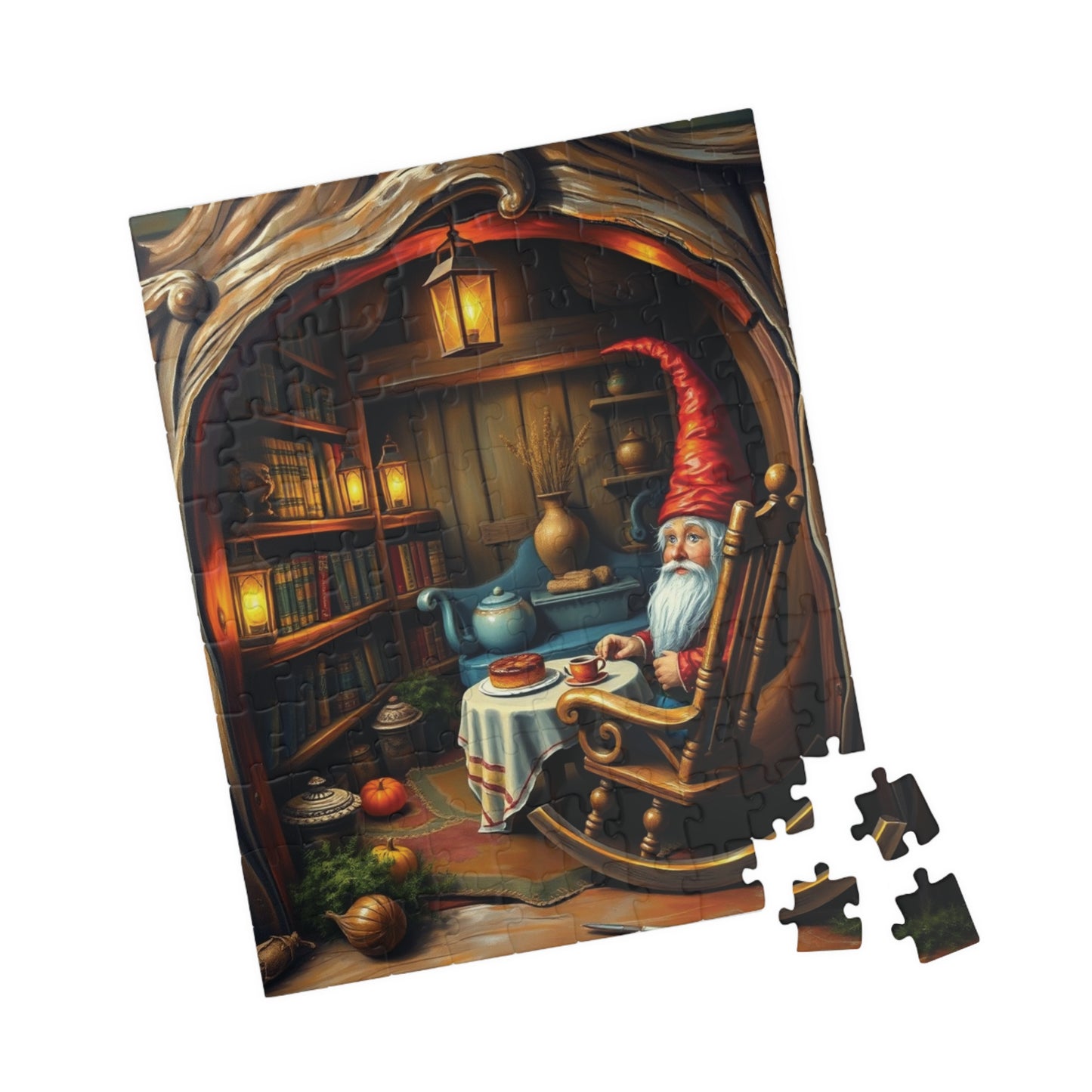 Gnome Home Inside Oak Trunk Jigsaw Puzzle, Fantasy Puzzle (110, 252, 520, 1014-Piece), Family Activity, Relaxing Hobby, Puzzle Lover Gift Puzzle The Puzzle Chest