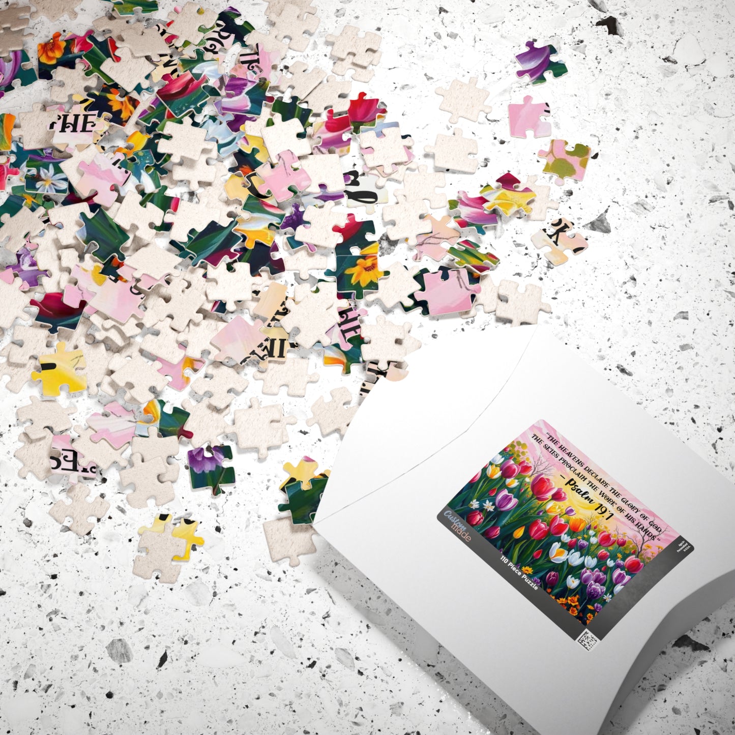 Glory of Creation Jigsaw Puzzle - Sunrise Tulips, Floral Christian Nature Theme, Biblical Quote Psalm 19:1, Inspirational Faith Based Game, Religious Gift Idea Puzzle The Puzzle Chest