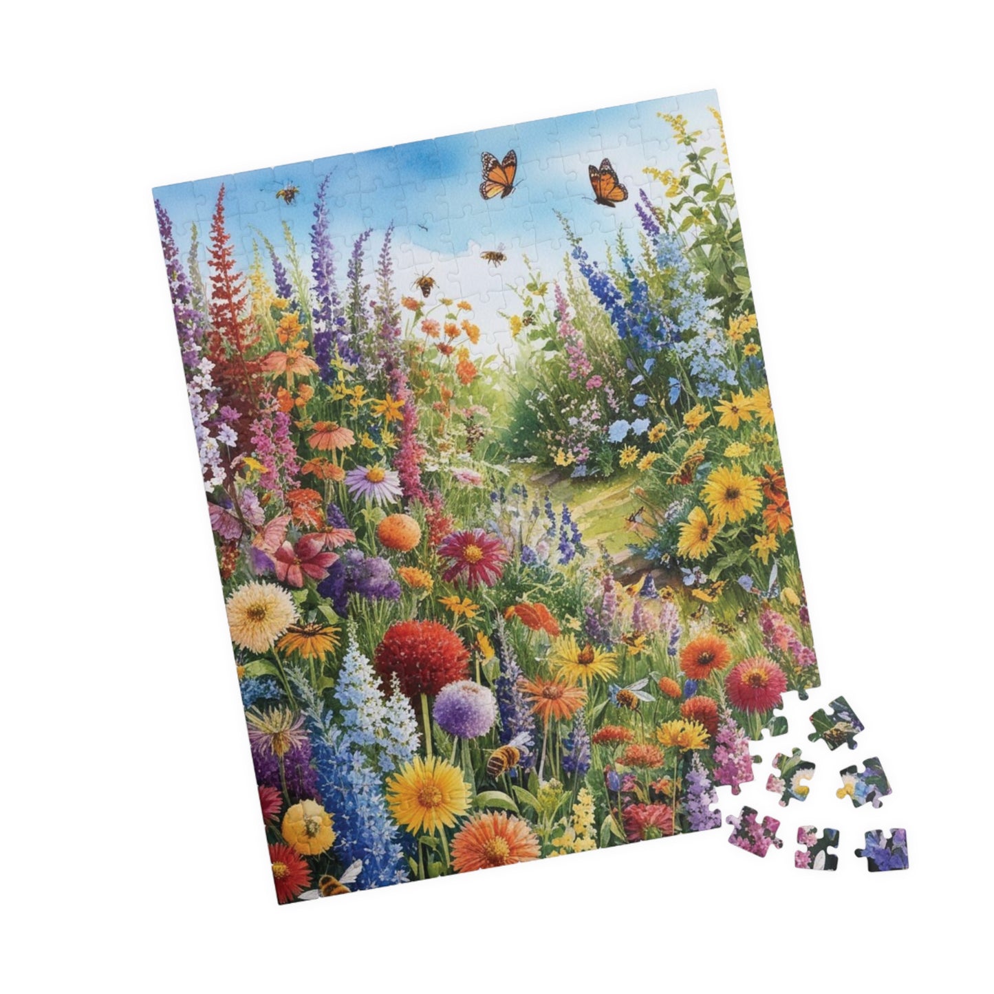 Garden Scene Jigsaw Puzzle with Wildflowers, Butterflies and Bees, 110-1014 Piece Floral Puzzle, Fun Family Activity, Creative Hobby Puzzle The Puzzle Chest