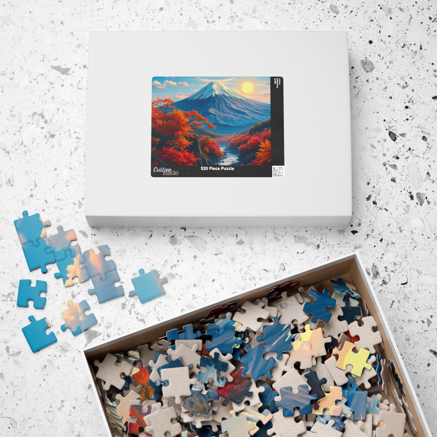 Surreal Autumn Mount Fuji Puzzle: Snow-Capped Peak and Vibrant Foliage Landscape Puzzle, Famous Landmark Jigsaw Game, Nature Lover Gift Puzzle The Puzzle Chest