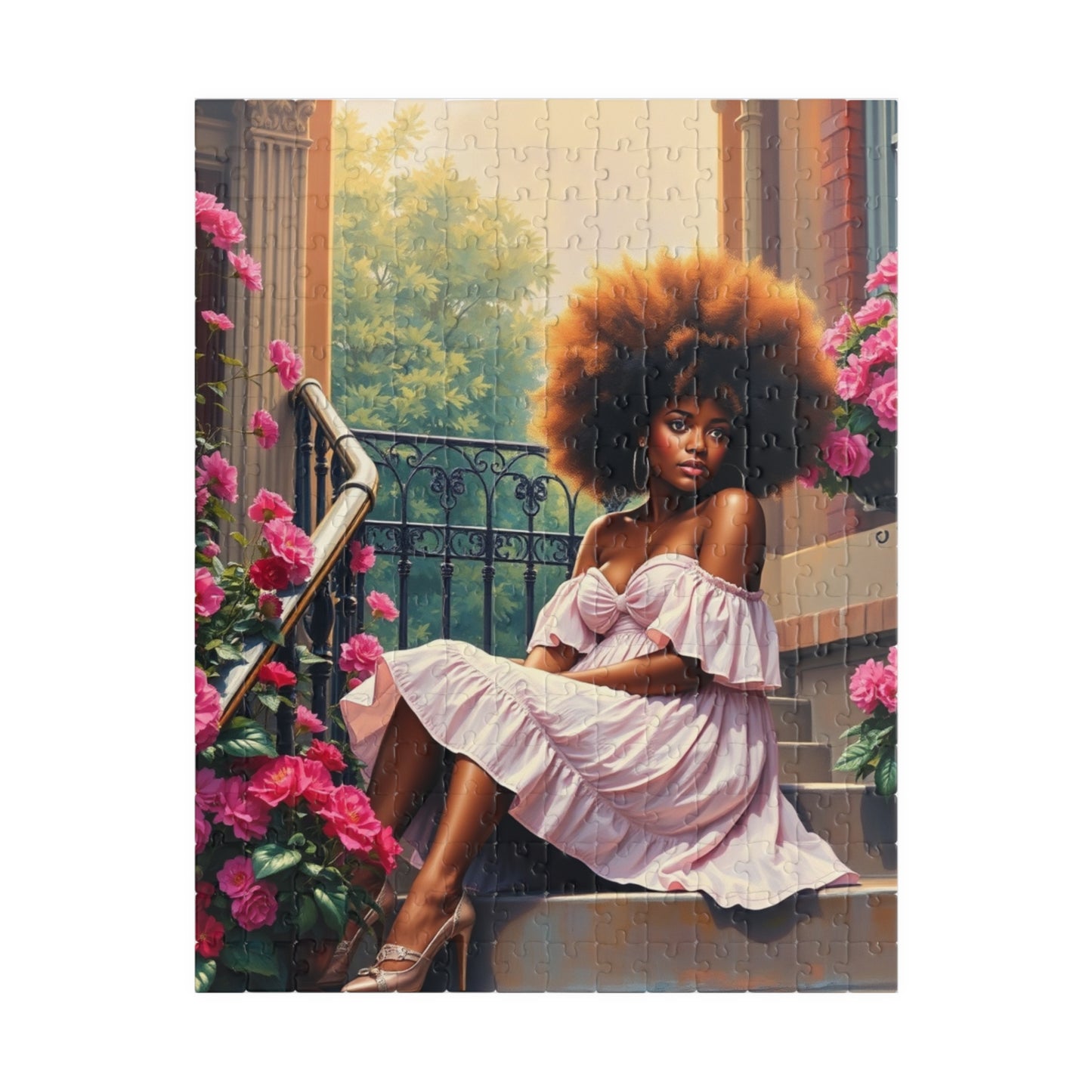 African American Woman Puzzle, Black Lady on Porch Jigsaw Game, Afrocentric Gift for Adults, Unique Puzzle Black Art 252 pcs (Vertical) Puzzle The Puzzle Chest