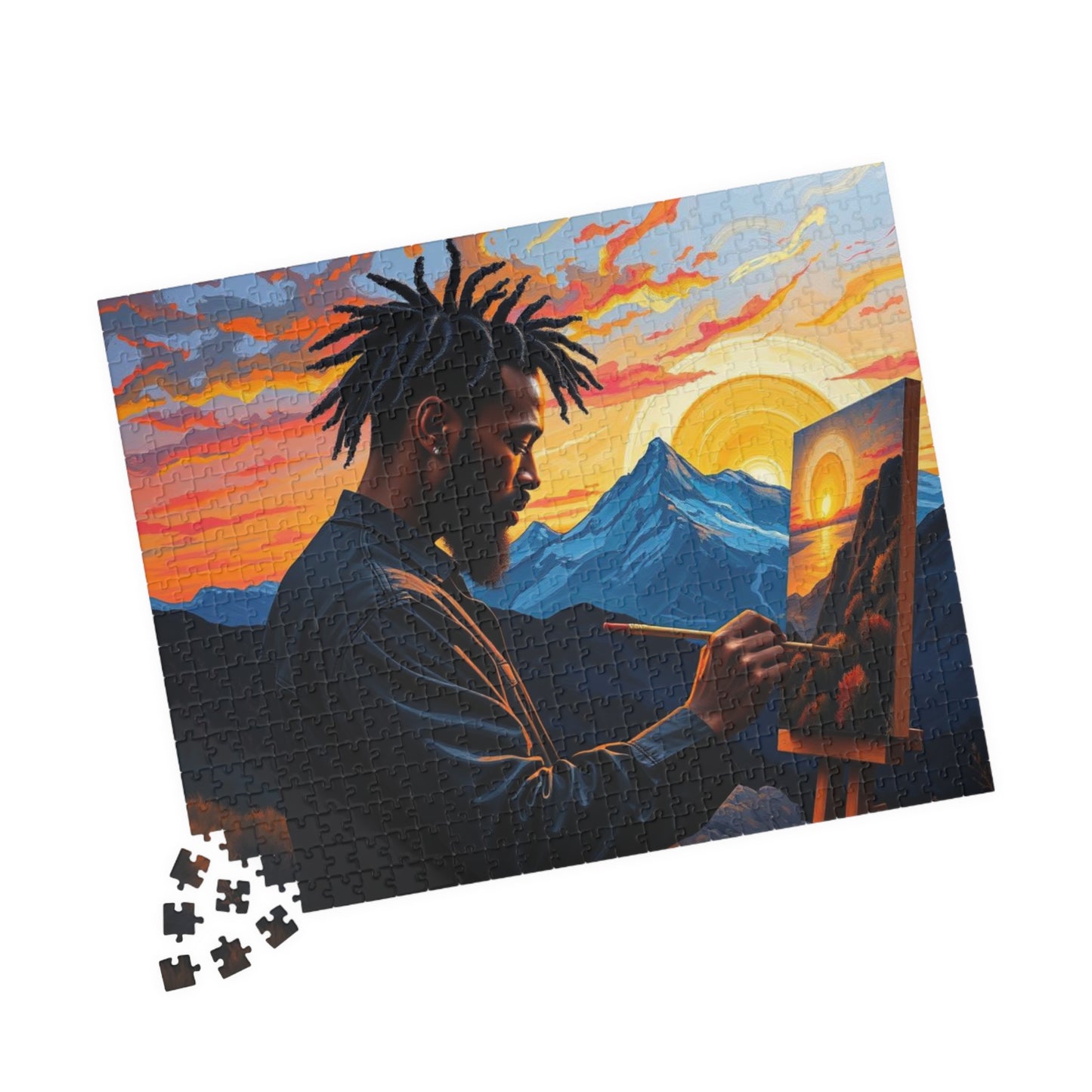 Black Man Painting Jigsaw Puzzle - Afrocentric Art 110, 252, 520, 1014 Pieces, African American Puzzle, Black Artwork Game Puzzle The Puzzle Chest
