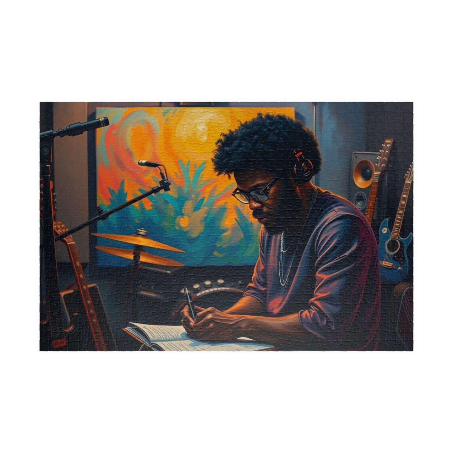 Black Musician Jigsaw Puzzle - African American Man, Black Art, Father's Day Puzzle Lover Afrocentric Gift for Friend Art Enthusiast 1014 pcs (Horizontal) Puzzle The Puzzle Chest