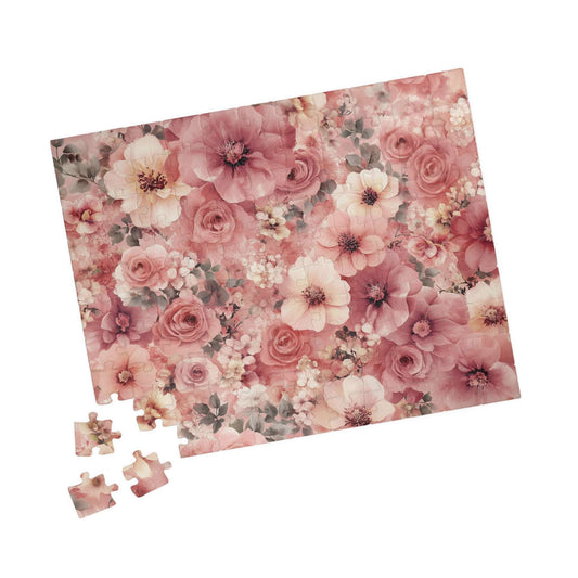 Floral Vintage Rose Jigsaw Puzzle — Pink Flower Garden