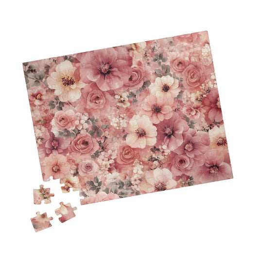 Floral Vintage Rose Jigsaw Puzzle — Pink Flower Garden