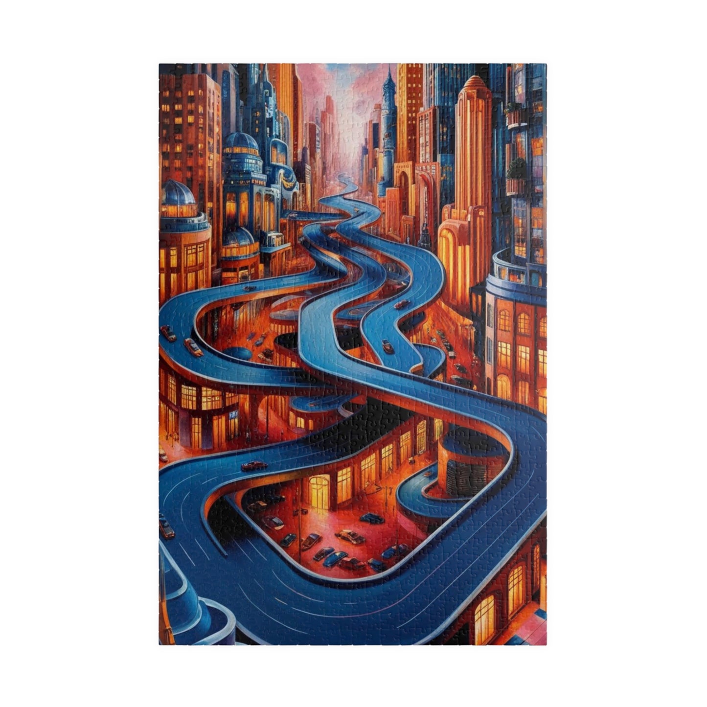 Surreal Cityscape Jigsaw Puzzle - 110, 252, 520, 1014-piece, Fun for Family Game Night, Unique Gift for Puzzle Lovers, Indoor Activities 1014 pcs (Vertical) Puzzle The Puzzle Chest