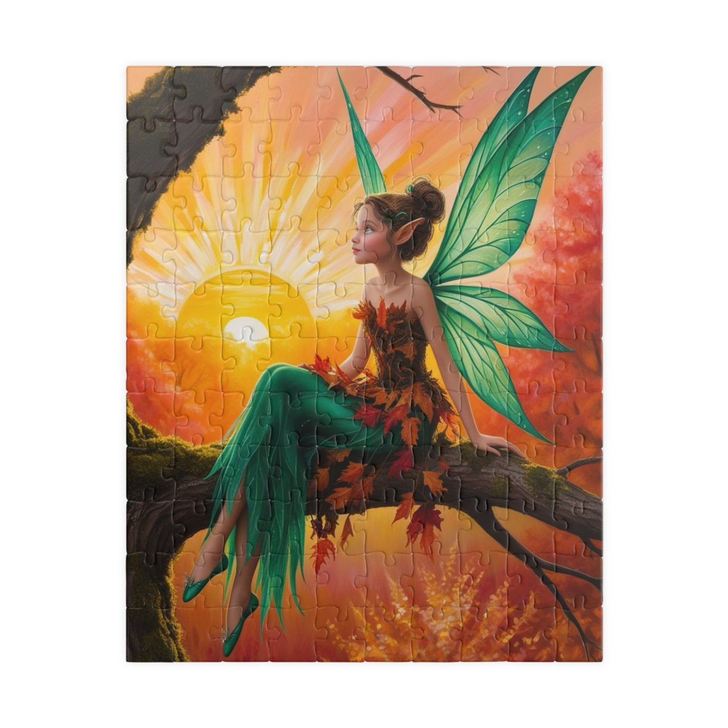 Fairy Jigsaw Puzzle, Mystical Woodland Fairy Sunrise Scene, Ideal for Solo Fun or Family Activity, Fantasy Lover Holiday Birthday Gift for Friends 110 pcs (Vertical) Puzzle The Puzzle Chest