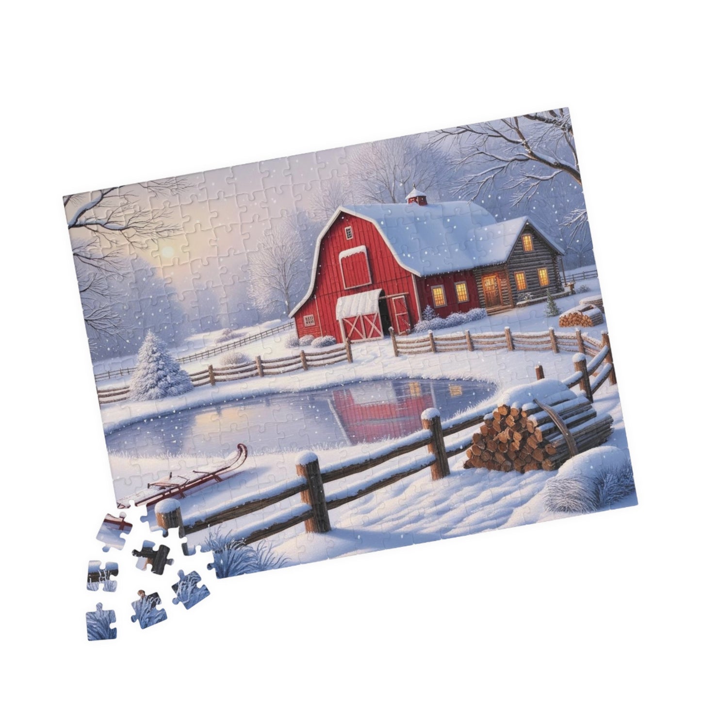 Winter Farmhouse Puzzle, Landscape Jigsaw Game, Perfect for Family Nights, Holiday Fun, Home Decor, Gift for Puzzle Lover, Relaxing Activity Puzzle The Puzzle Chest
