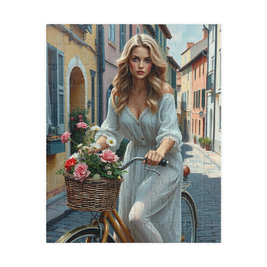 Vintage Bicycle Woman Jigsaw Puzzle 110 pcs (Vertical) Puzzle The Puzzle Chest